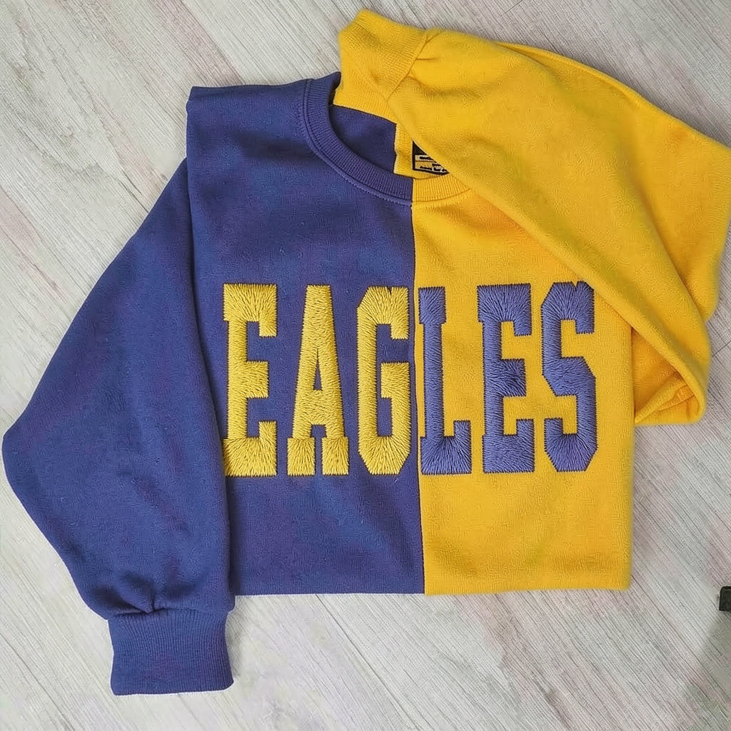 Custom Team Mascots Embroidered Two Tone Sports Sweatshirt