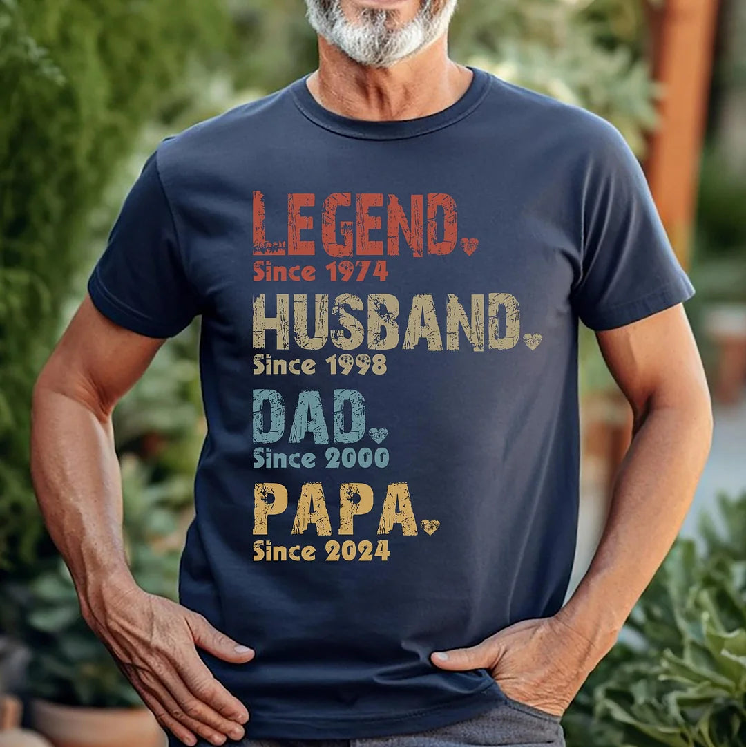Legend, Husband, Dad And Papa Since - Custom Personalized Dad T-shirt | Father's Day Gift