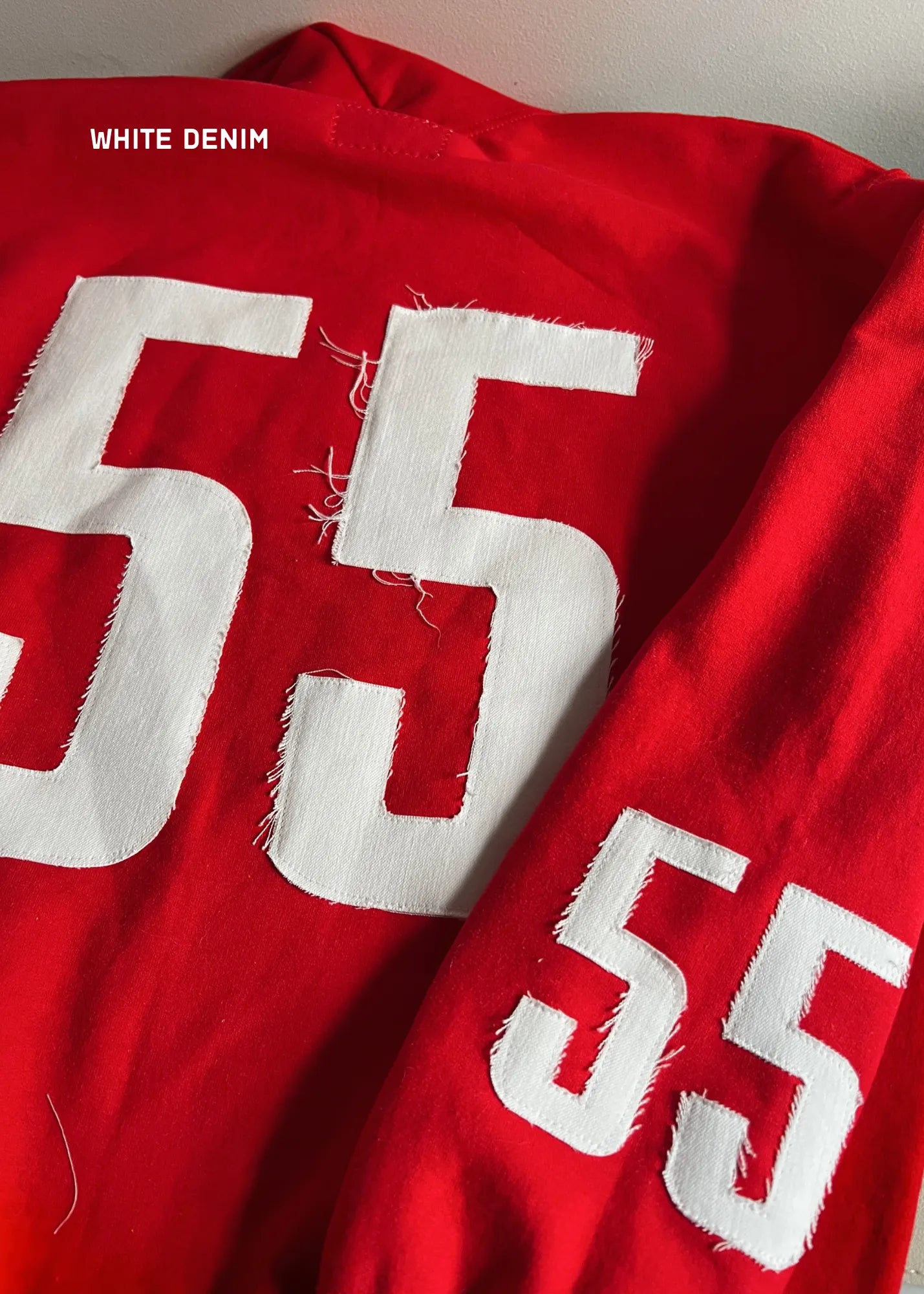 Custom Denim Name/Number Patchwork Sweatshirt