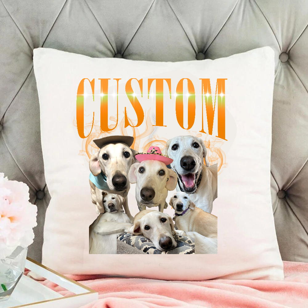 Custom Vintage Pet Photo Pillow - Dog Personalized Custom Pillow