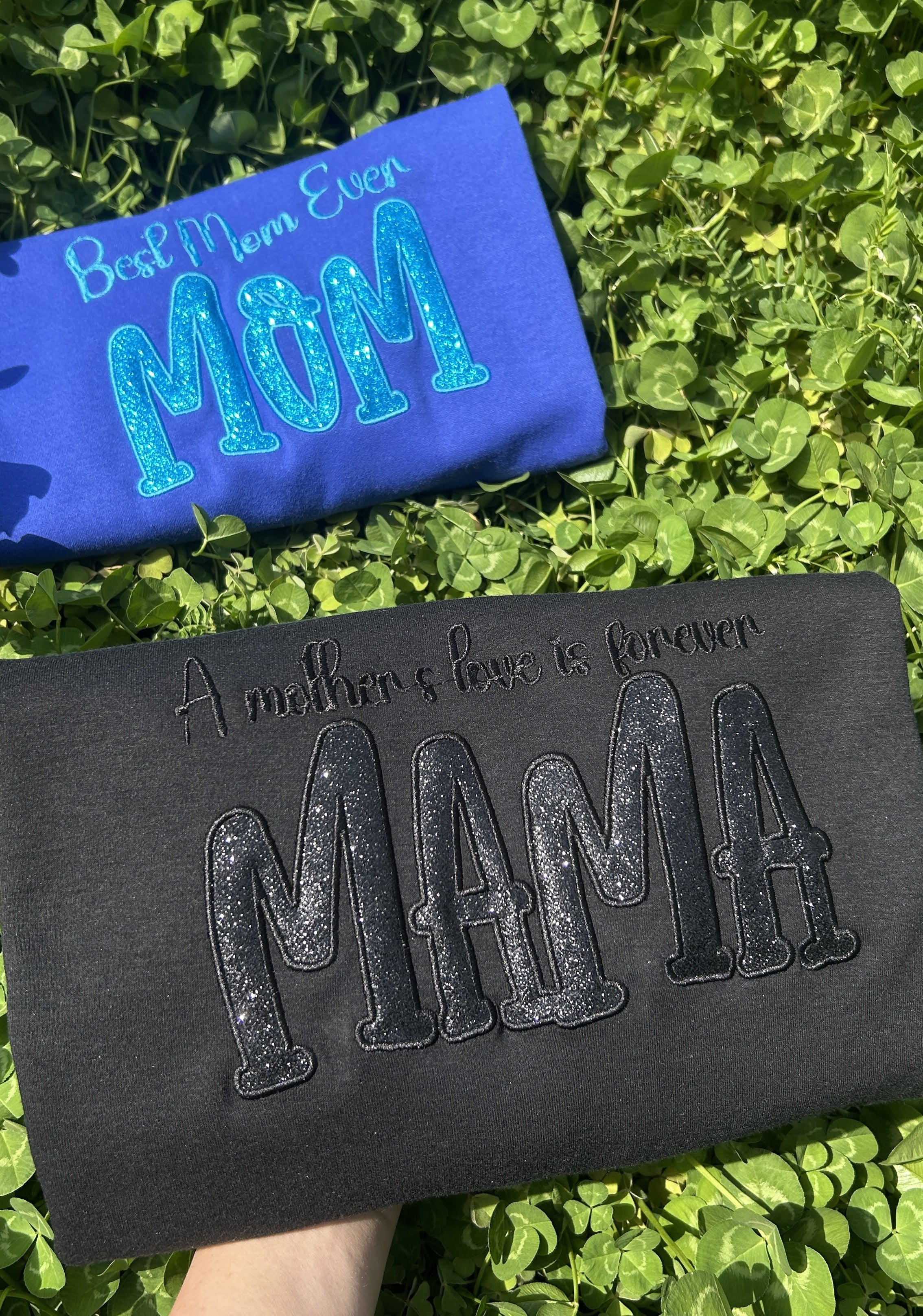 Custom Mom's Glitter Embroidered T-shirt and Sweatshirt | a gift for mom with a warm word | Mother's Day Gift