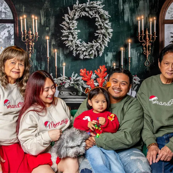 Personalized Embroidered Name Christmas Sweatshirt Matching Family Holiday Gift