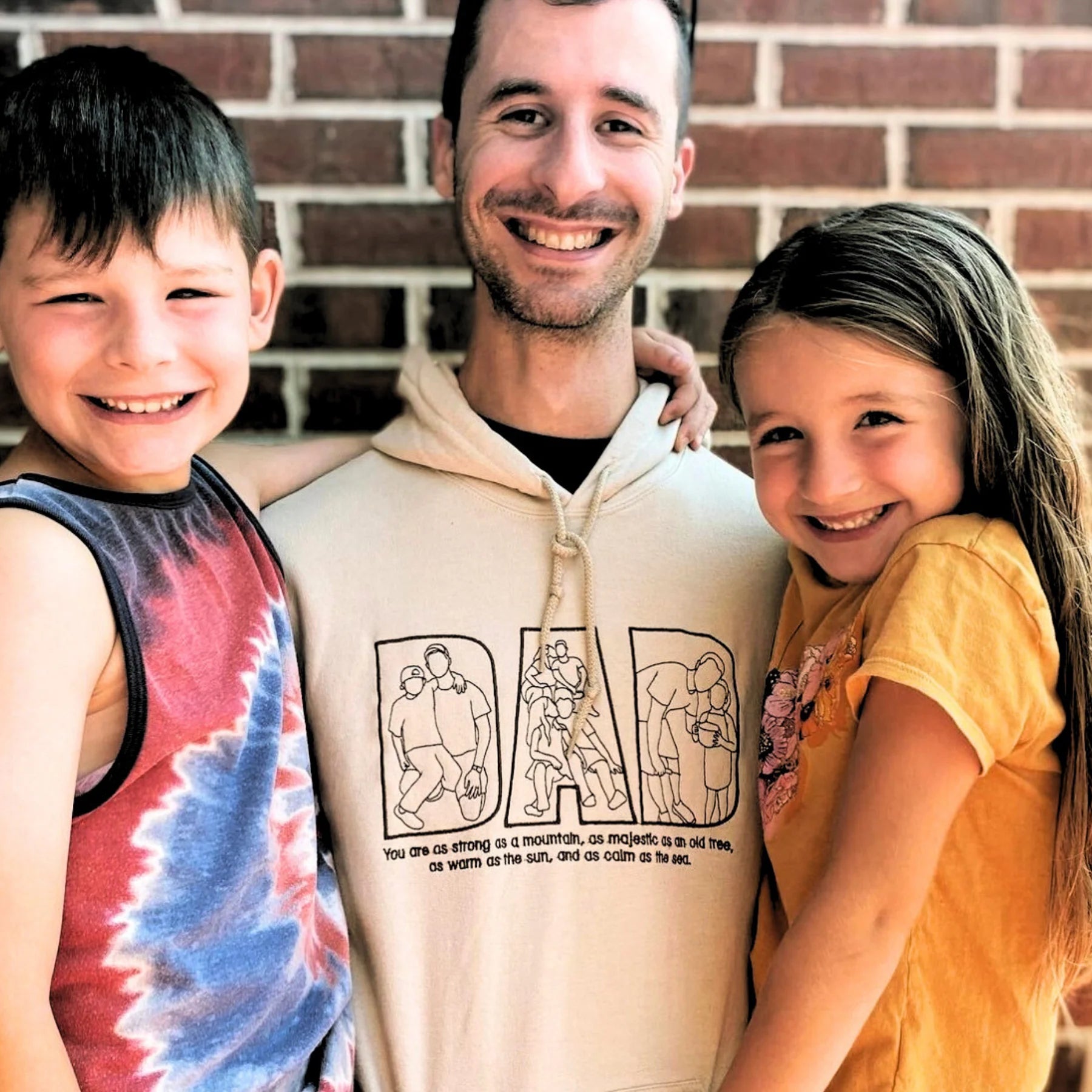 Custom Photo Portrait Outline Embroidered Sweatshirt - Gift For Dad | Father's Day Gift