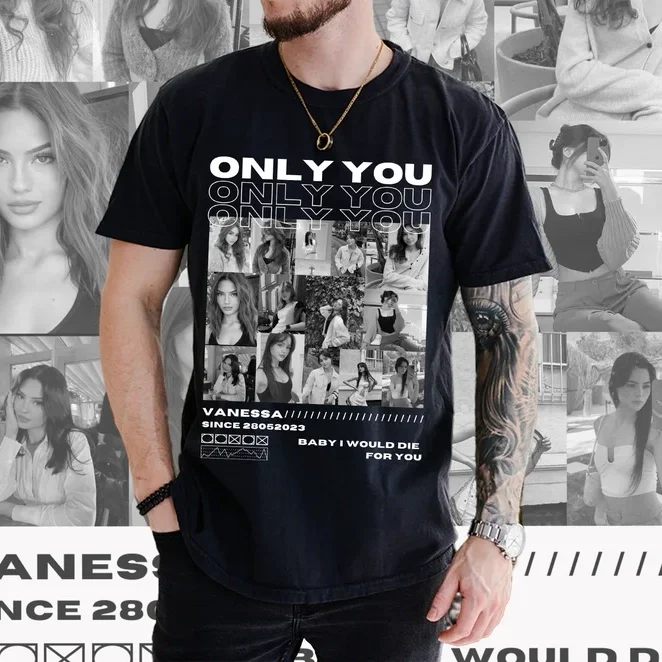 Custom Valentine's Day Couple Unique Personalized Photo T-shirt Vintage Tee | Couple Anniversary Gift