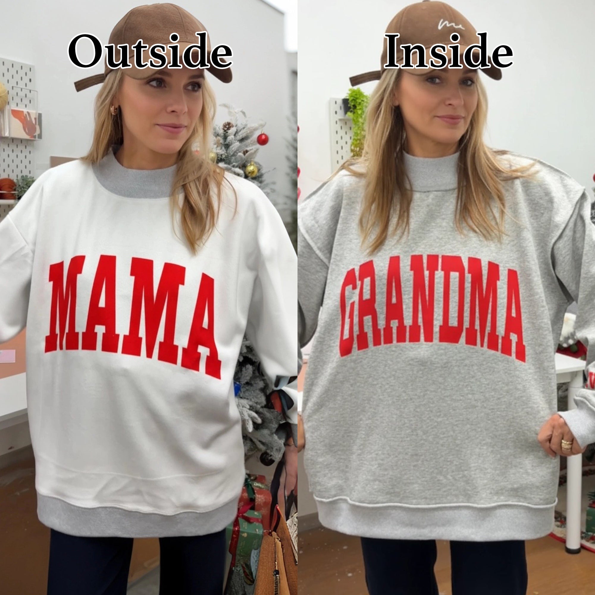 Custom MAMA/GRANDMA Reversible Mockneck | Christmas Gifts