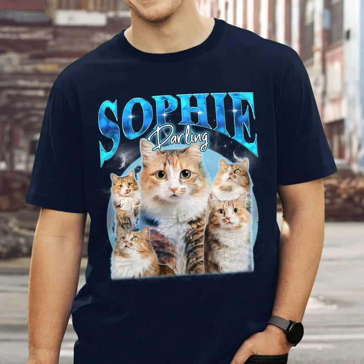 Custom Pet Face Vintage Printing Vintage Hip Hop T-shirt Sweatshirt Hoodie | for Pet Lover