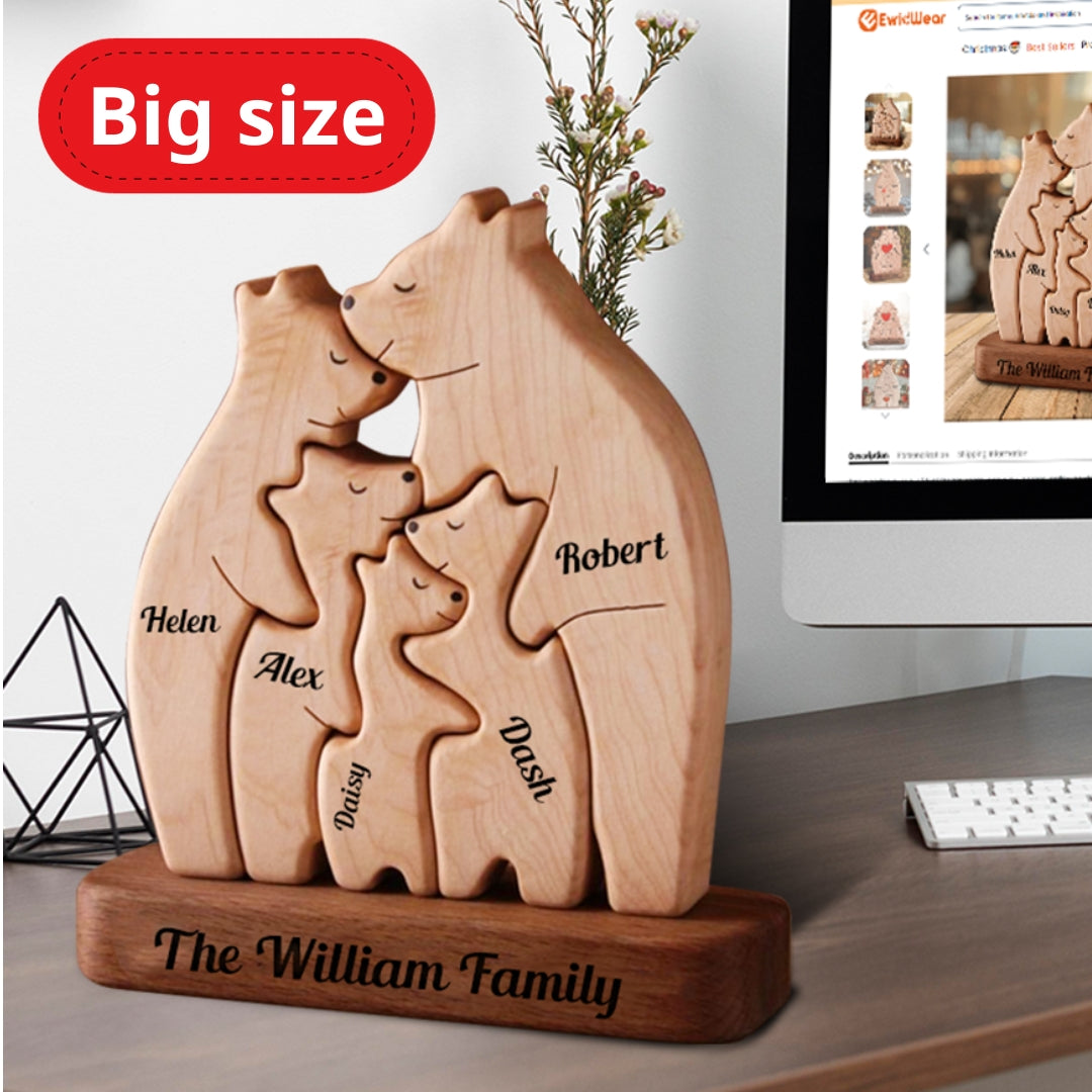 Big Size Wooden Bears Family - Personalized Puzzle Wooden Bears Family - Mother's Day Gift
