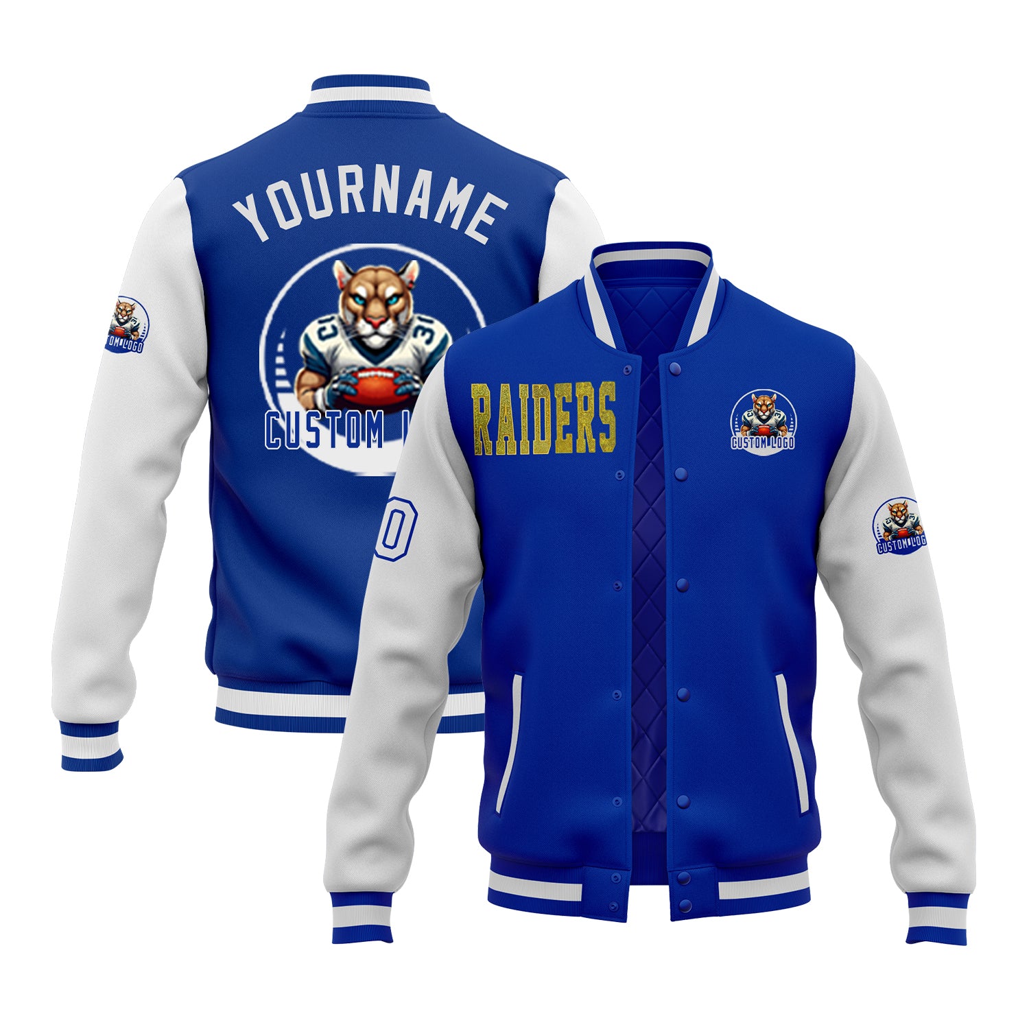 Custom Glitter Embroidered Two Tone Varsity Letterman Team Game Day Jacket