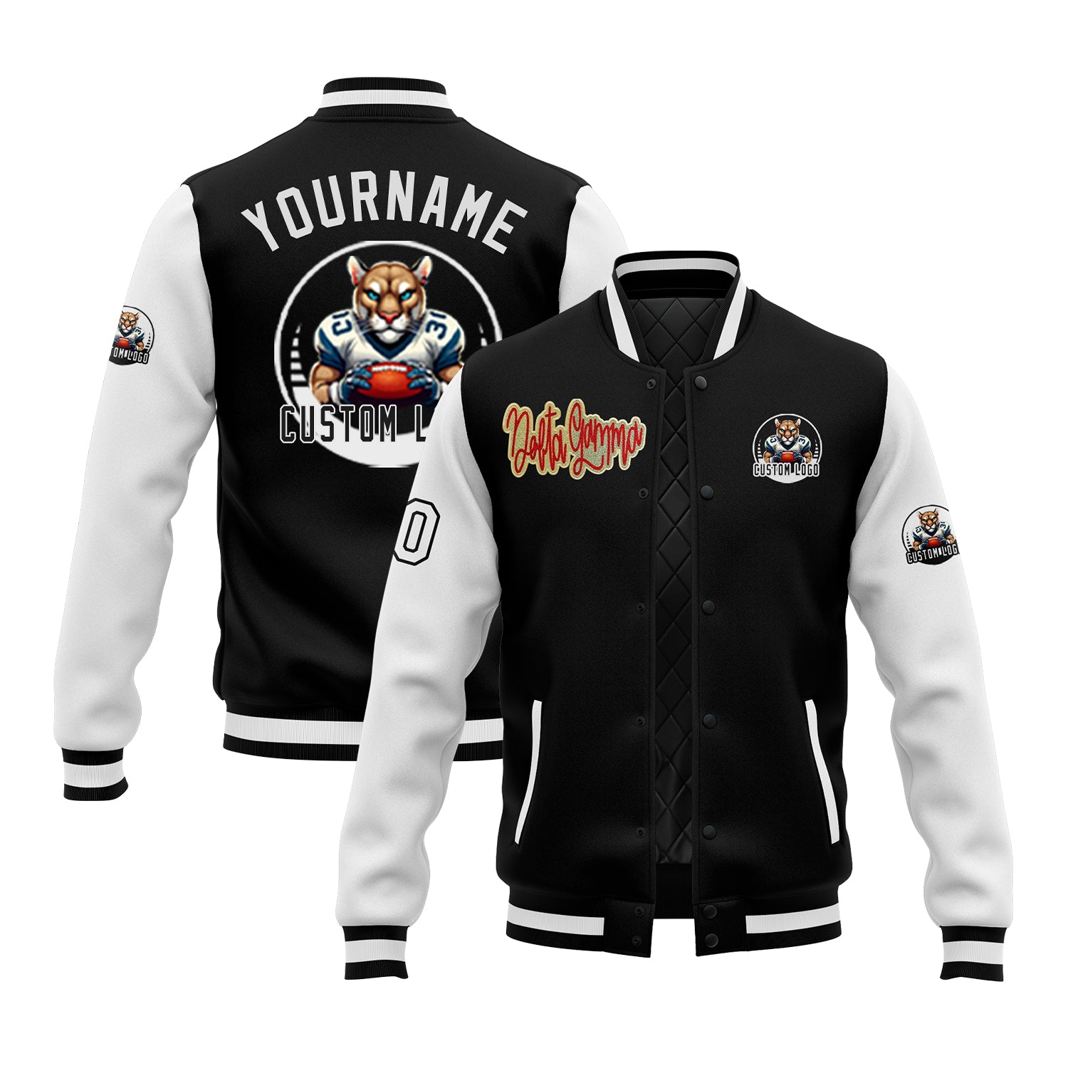 Custom Two Tone Glitter Embroidered Varsity Letterman Football Game Day Team Jacket