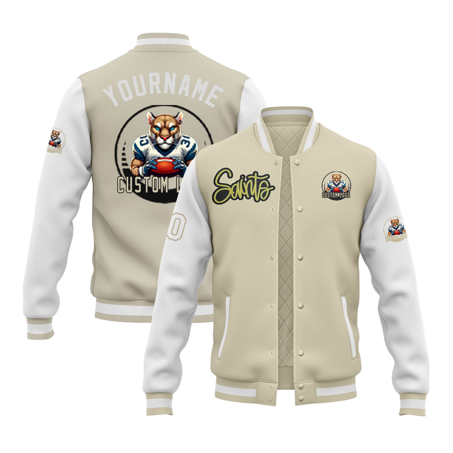 Custom Two Tone Glitter Embroidered Varsity Letterman Team Jacket For Game Day