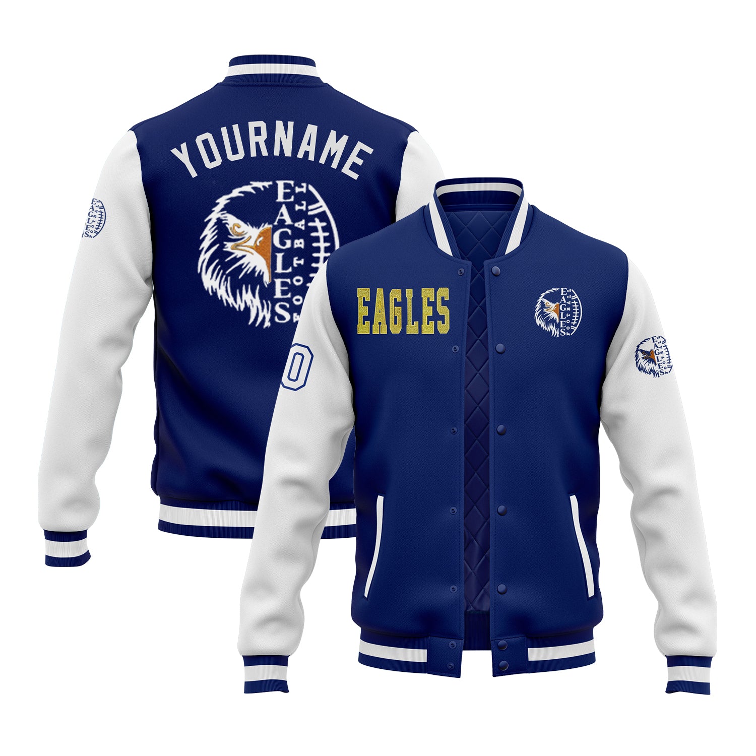 Custom Glitter Embroidered Two Tone Varsity Letterman Team Jacket For Game Day