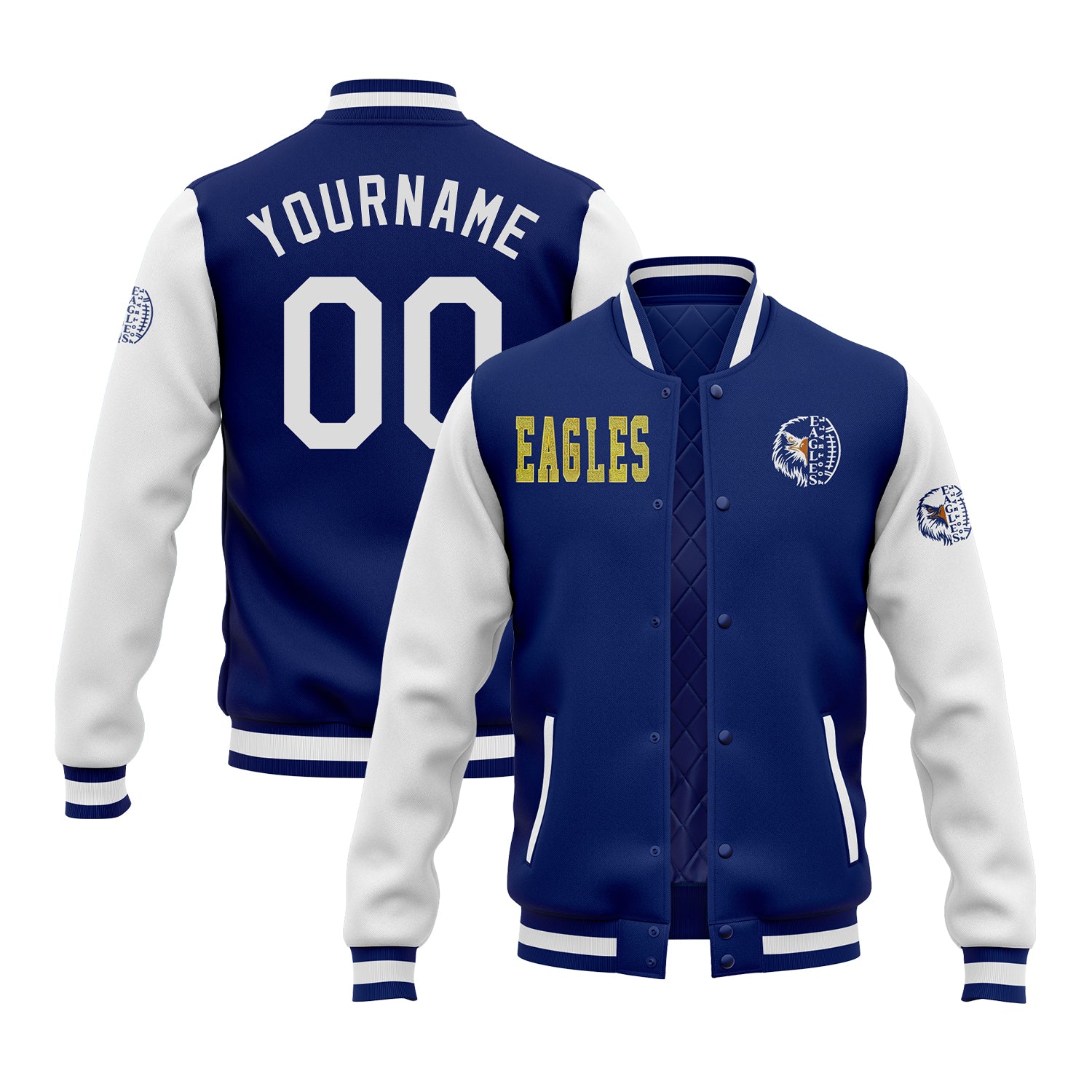 Custom Glitter Embroidered Two Tone Varsity Letterman Team Jacket For Game Day