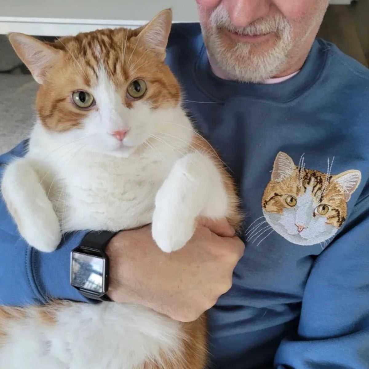 Personalized Cat Face from photo Embroidered Sweatshirt | Gift For Pet Lover