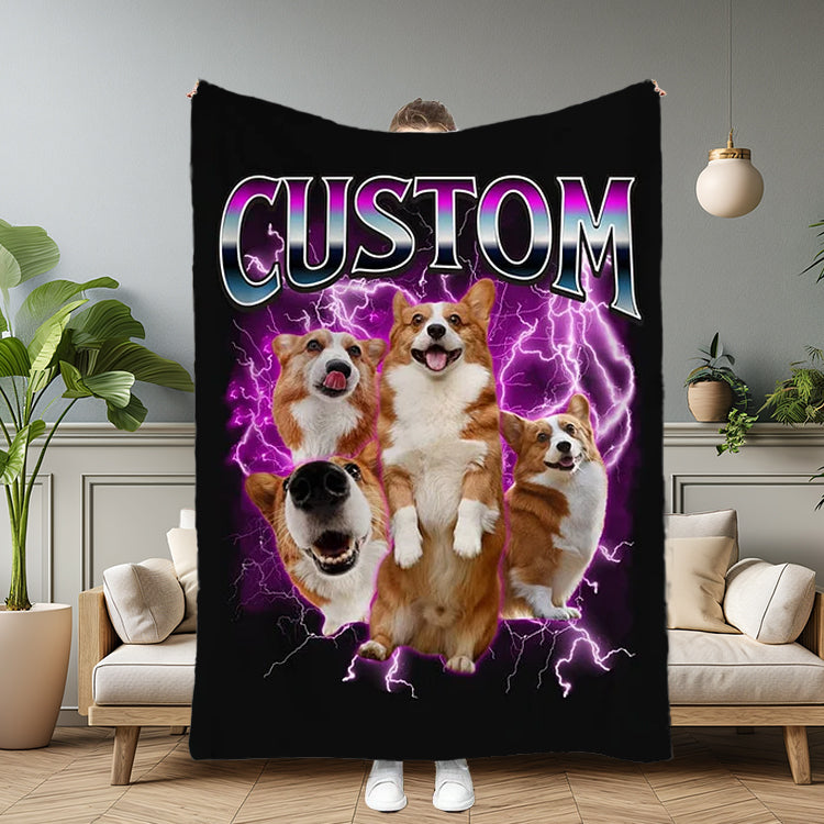Custom Personalized Cat Portrait Vintage Blanket | Gifts for Pet Lovers