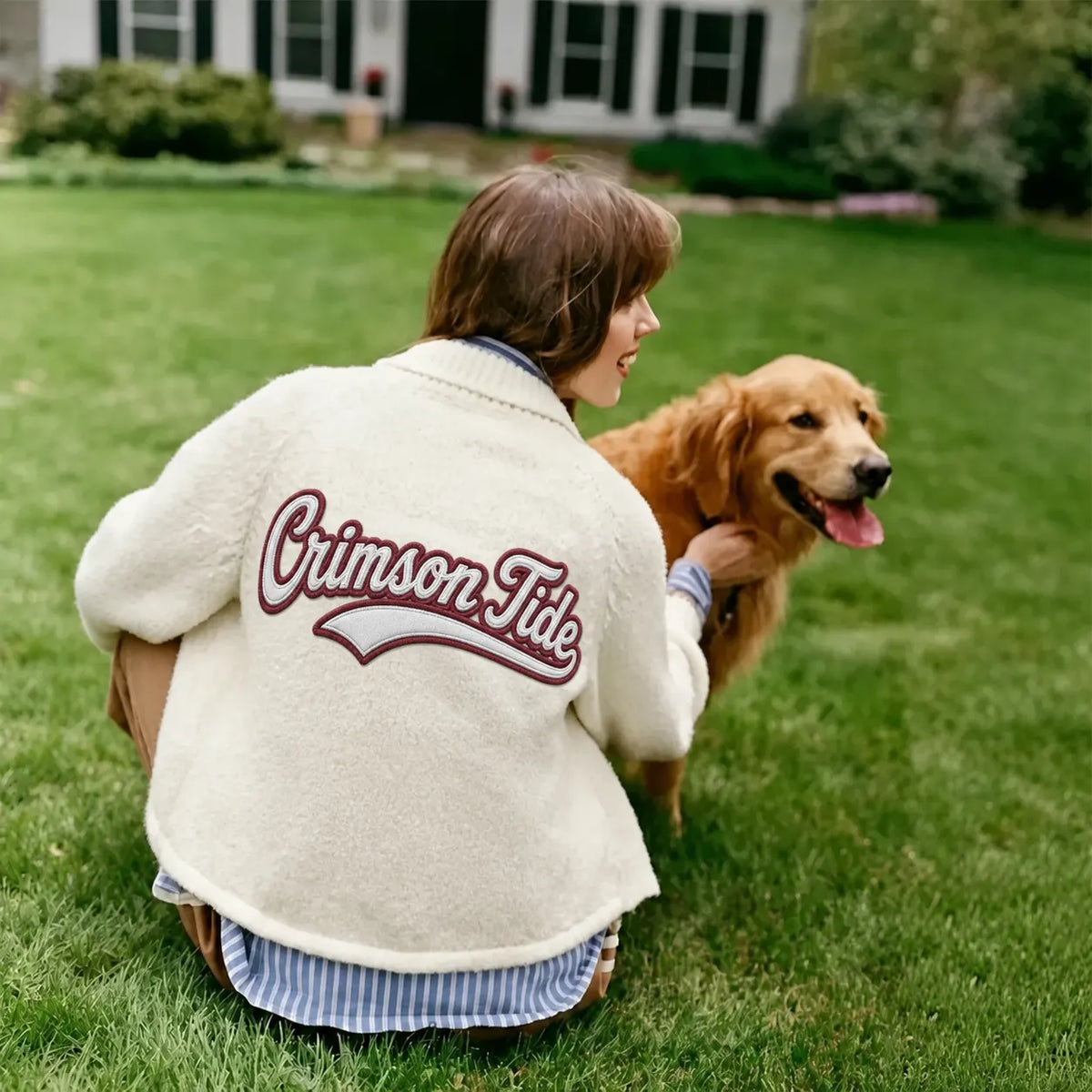 Custom Team Name Embroidered Knit Cardigan – Personalized Game Day Sweater
