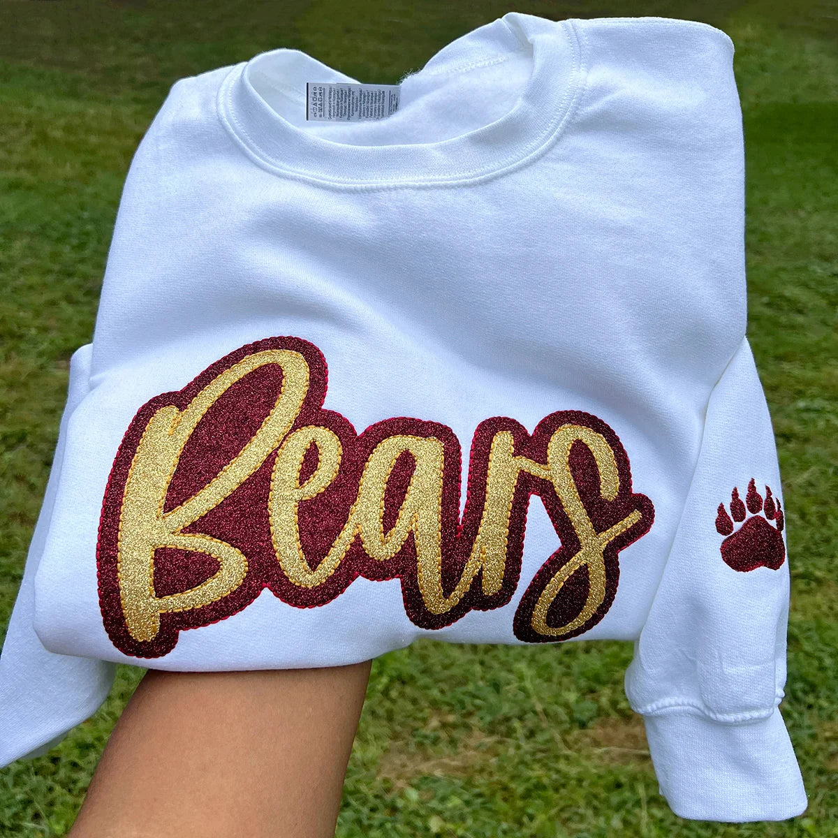 Custom School/Mascot Double Layer Glitter Applique Embroidered Sweatshirt