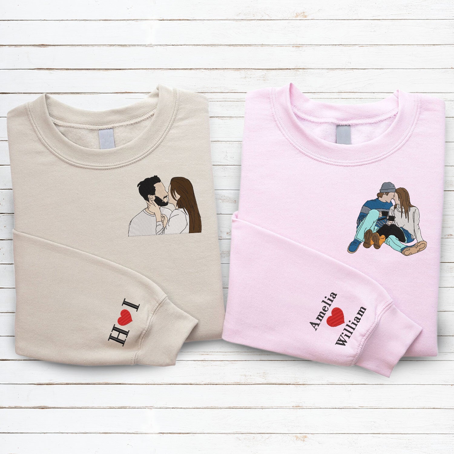 Couple Gifts Embroidered Sweatshirt, Valentine gifts, Custom photo Embroidery Sweatshirt, Personalized, Love you so much