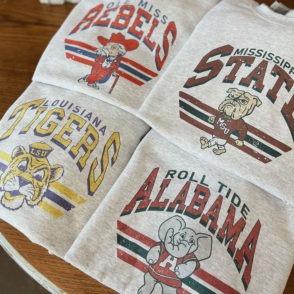 Custom Retro College Football Mascot Crewneck Sweatshirt