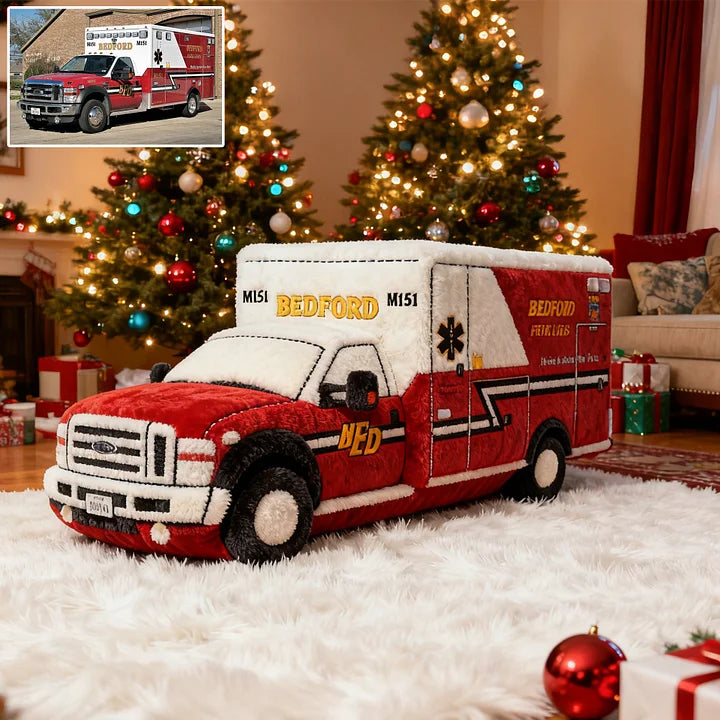 Ambulance Personalized Photo Pillow – Custom Emergency Medical Vehicle Cushion