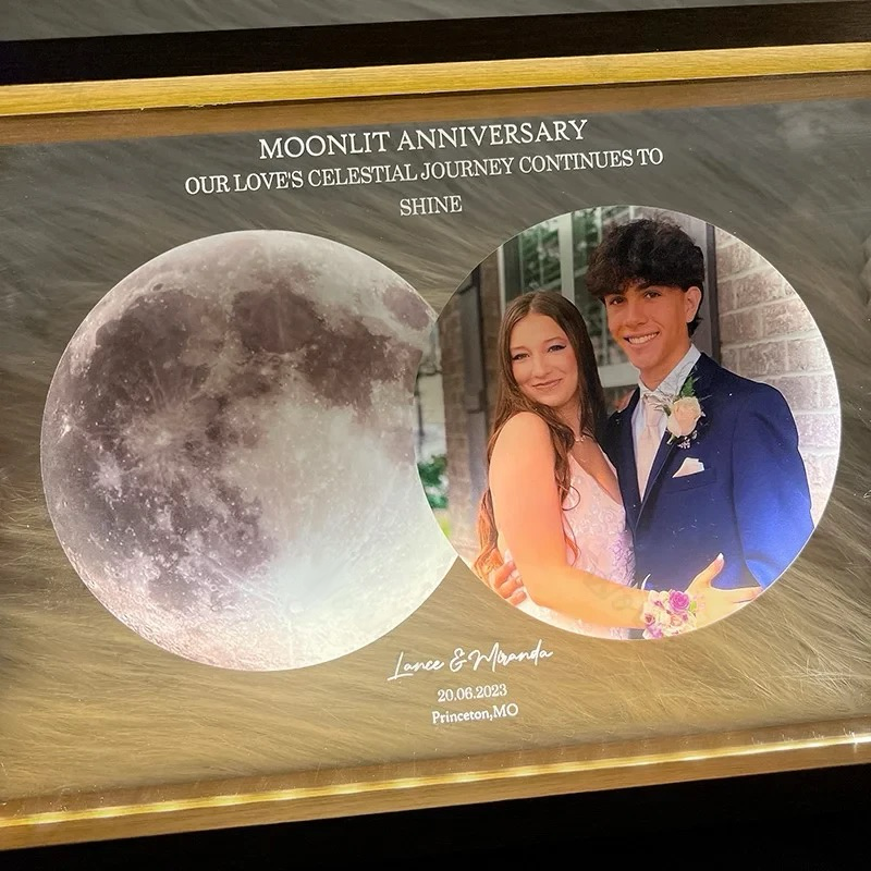 Moon Phase Memory Frame: Celebrate Love with Time & Light | Valentine's Day Gift | Couple Anniversary Gift