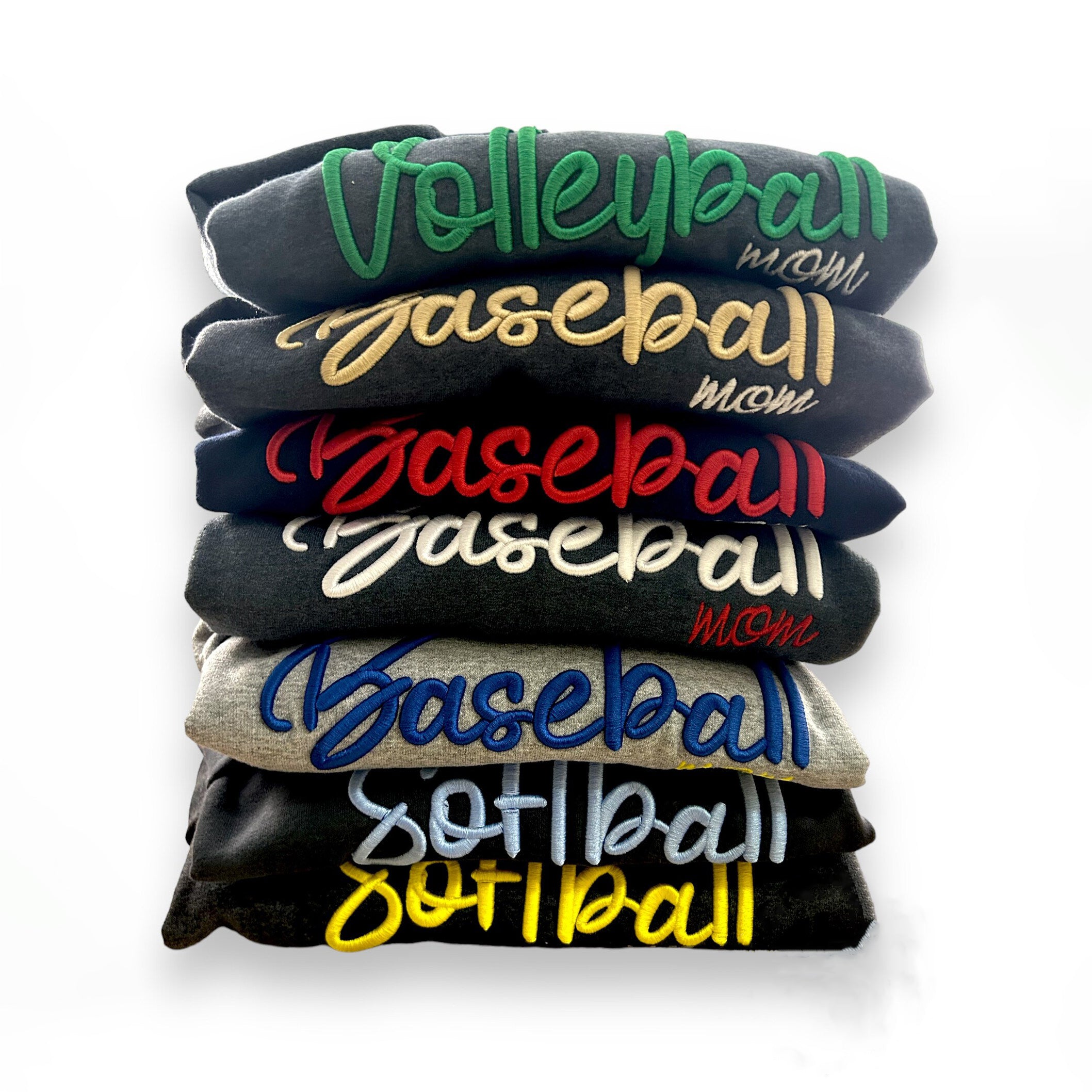 Custom Embroidered Baseball 3D Puff Sweatshirt Mom Sweatshirt