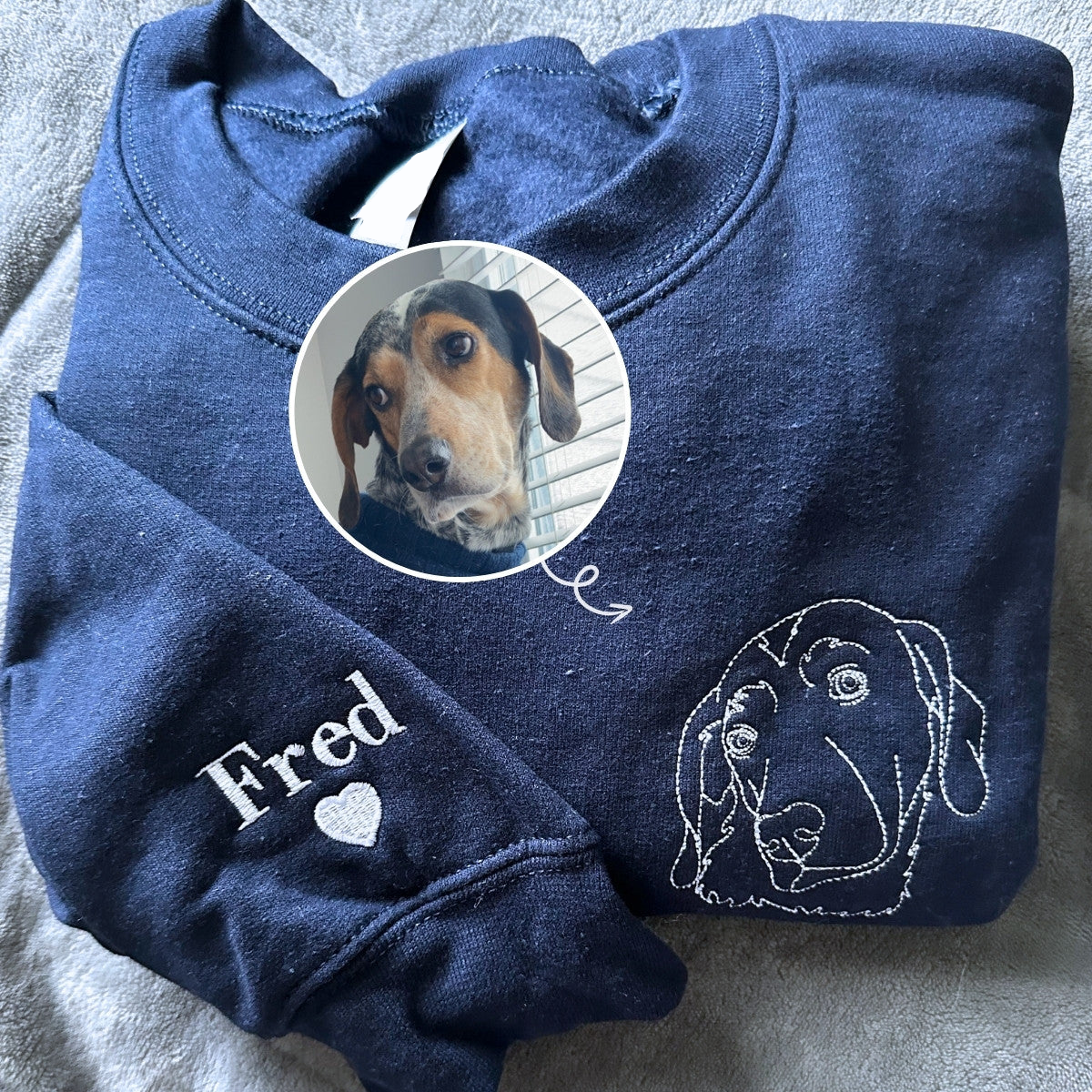 Custom Dog Embroidered Sweatshirt | Embroidered Dog Love Gift Sweatshirt | Gifts for Pet Lovers