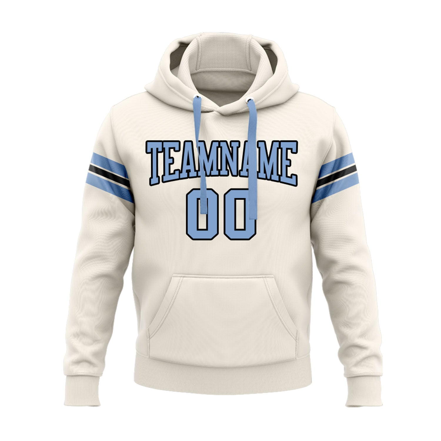 Custom Cream Light Blue-Navy Personalized Sports Team Embroidered Pullover Hoodie