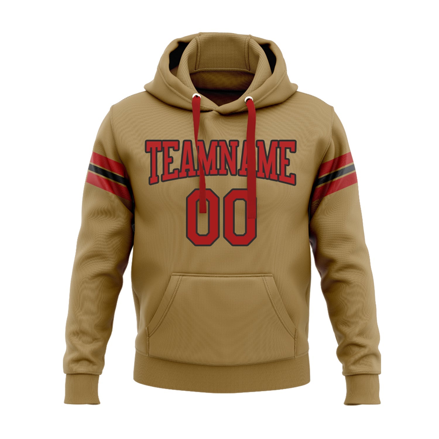 Custom Old Gold Red-Black Personalized Sports Team Embroidered Pullover Hoodie