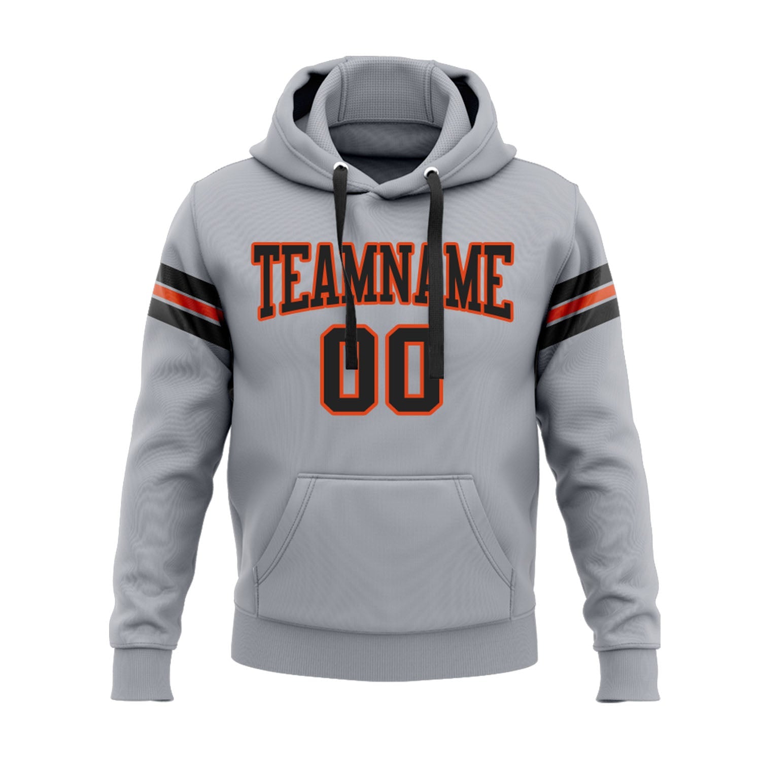 Custom Gray Black-Orange Personalized Sports Team Embroidered Pullover Hoodie