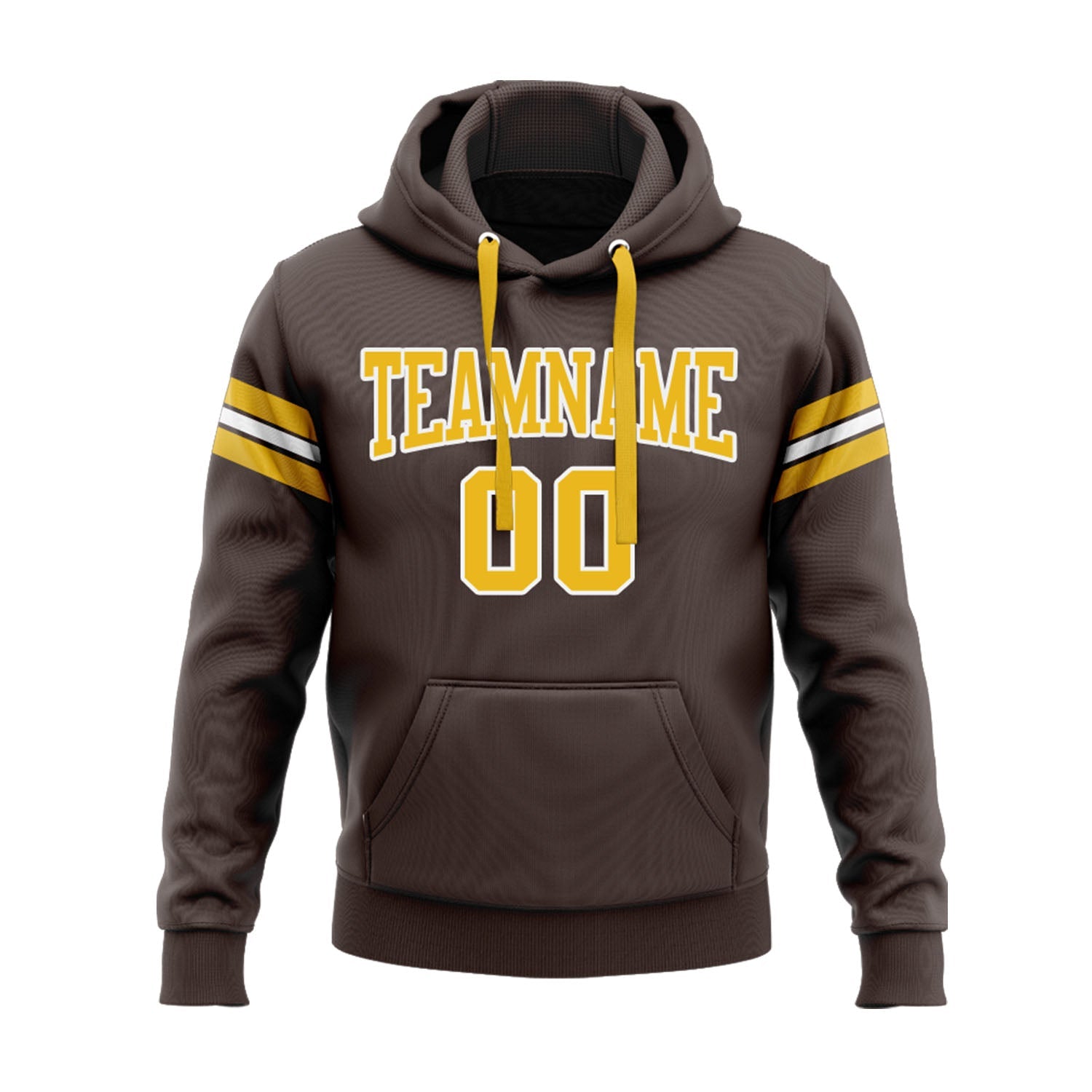 Custom Brown Gold-White Personalized Sports Team Embroidered Pullover Hoodie