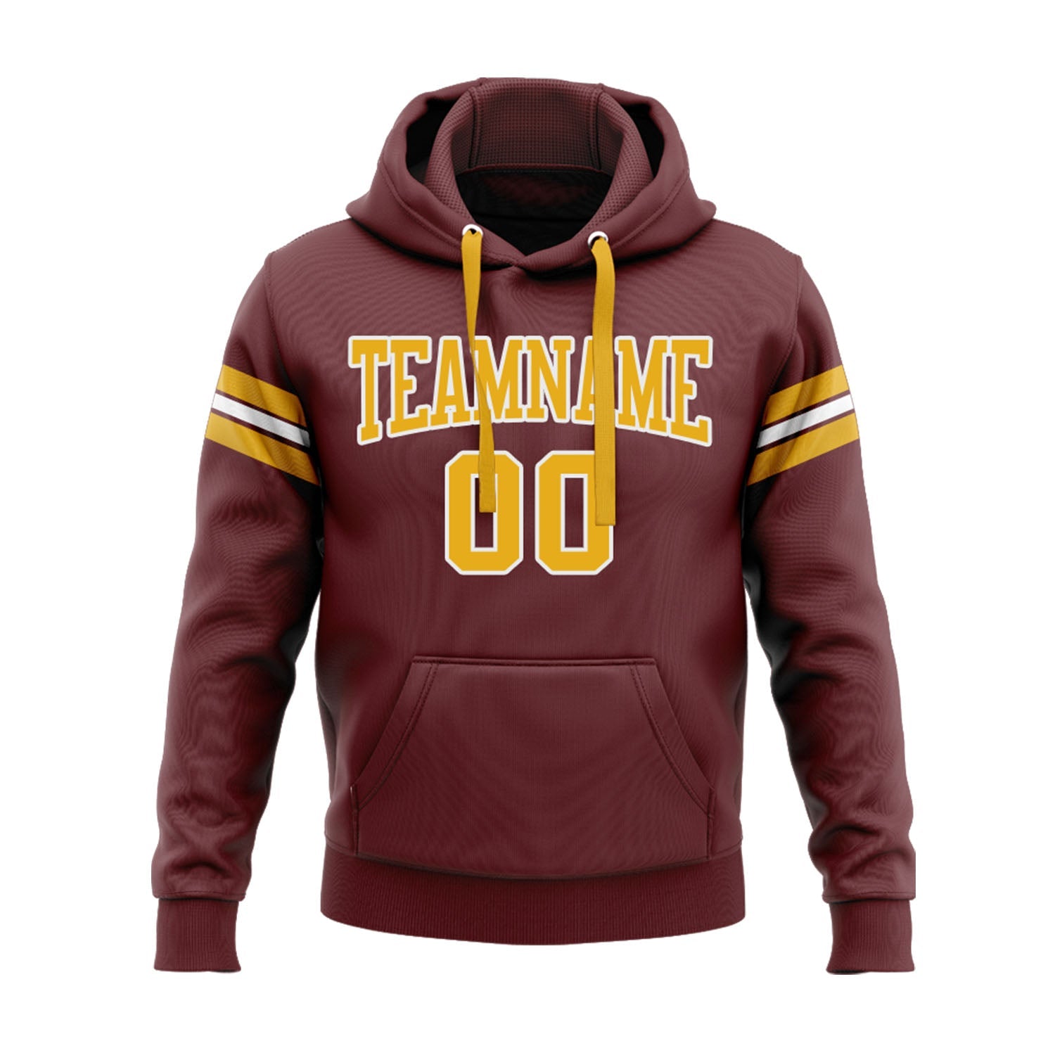 Custom Burgundy Gold-White Personalized Sports Team Embroidered Pullover Hoodie