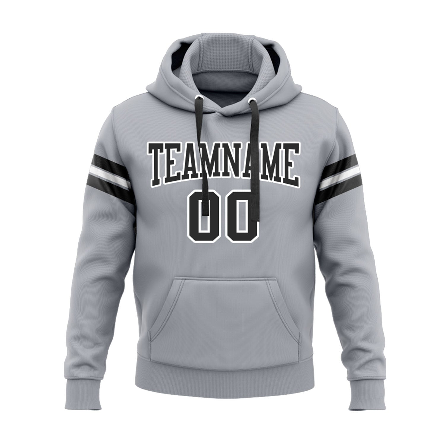 Custom Gray Black-White Personalized Sports Team Embroidered Pullover Hoodie