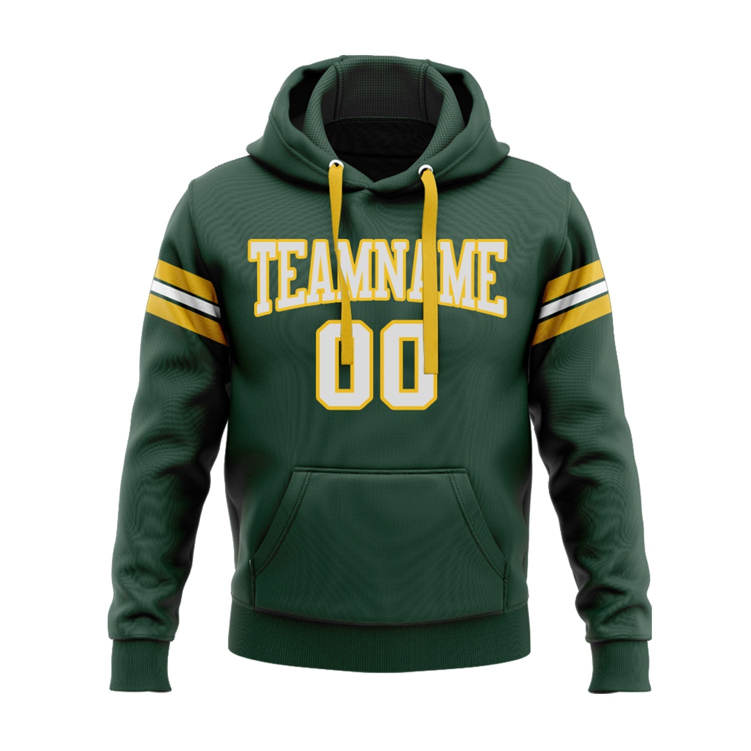 Custom Green White-Gold Personalized Sports Team Embroidered Pullover Hoodie