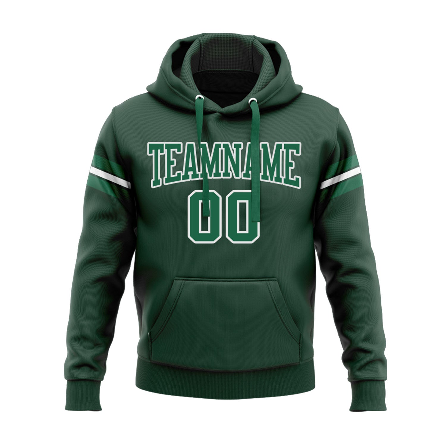 Custom Green Kelly Green-White Personalized Sports Team Embroidered Pullover Hoodie