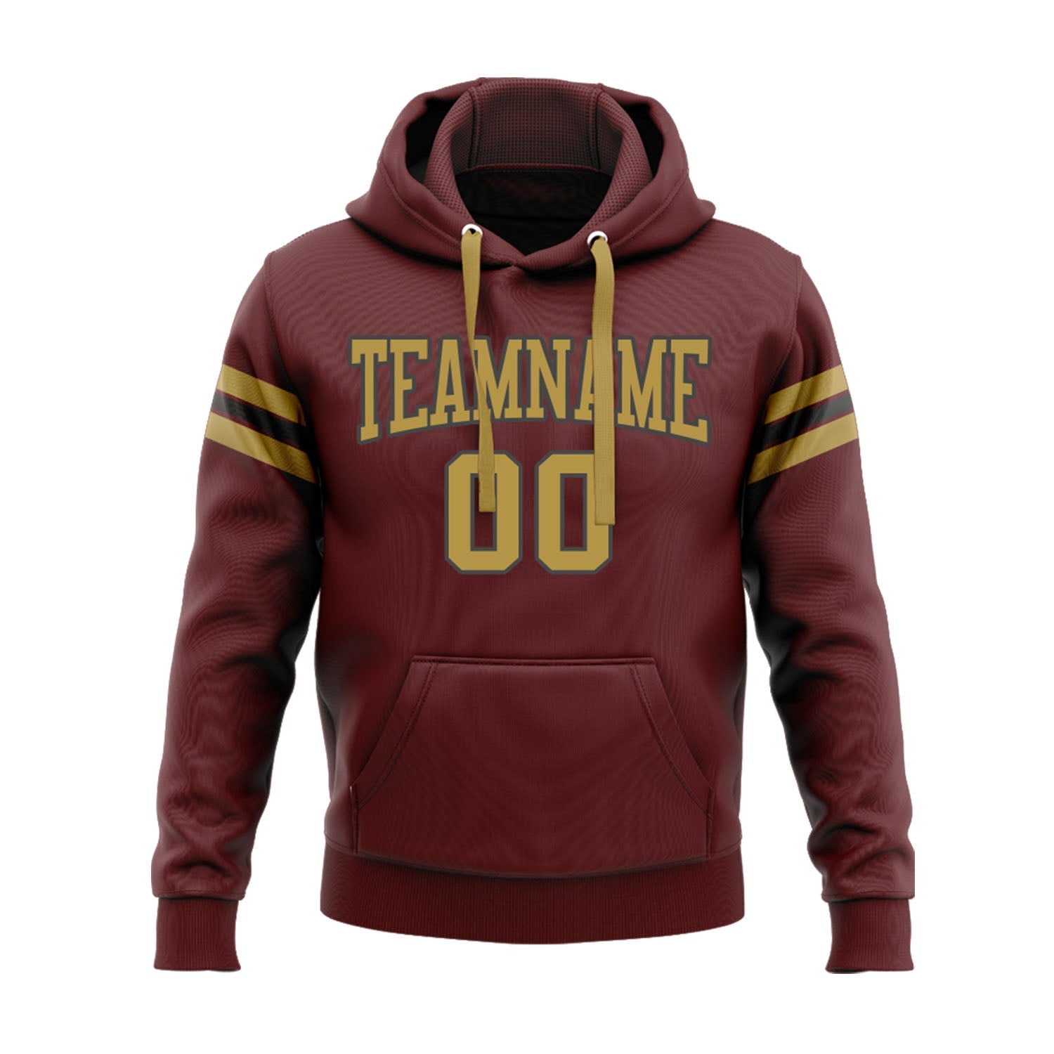 Custom Burgundy Old Gold-Black Personalized Sports Team Embroidered Pullover Hoodie