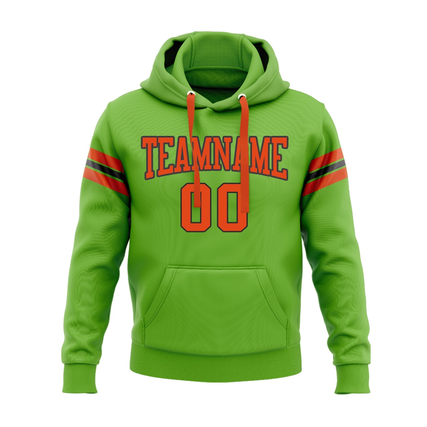 Custom Neon Green Orange Personalized Sports Team Embroidered Pullover Hoodie