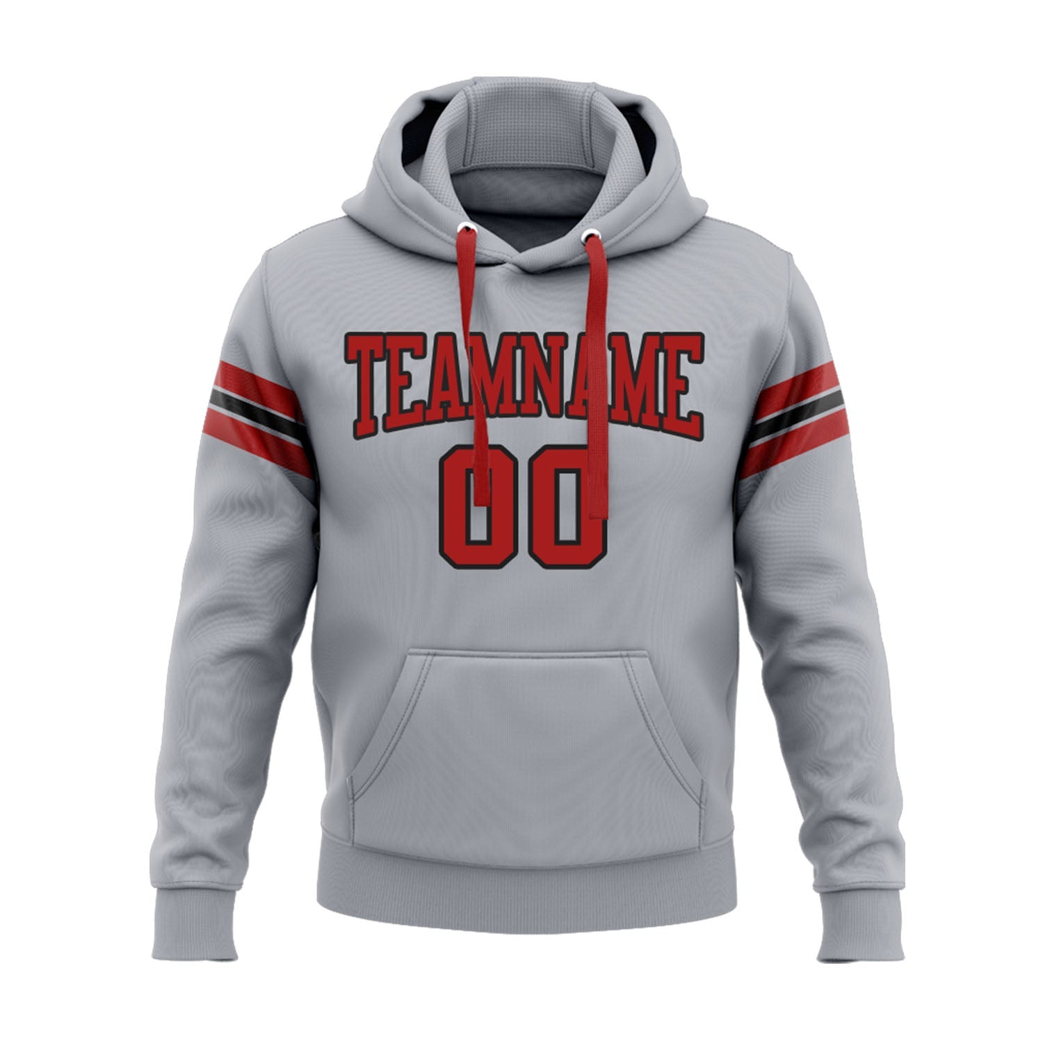 Custom Gray Red-Black Personalized Sports Team Embroidered Pullover Hoodie
