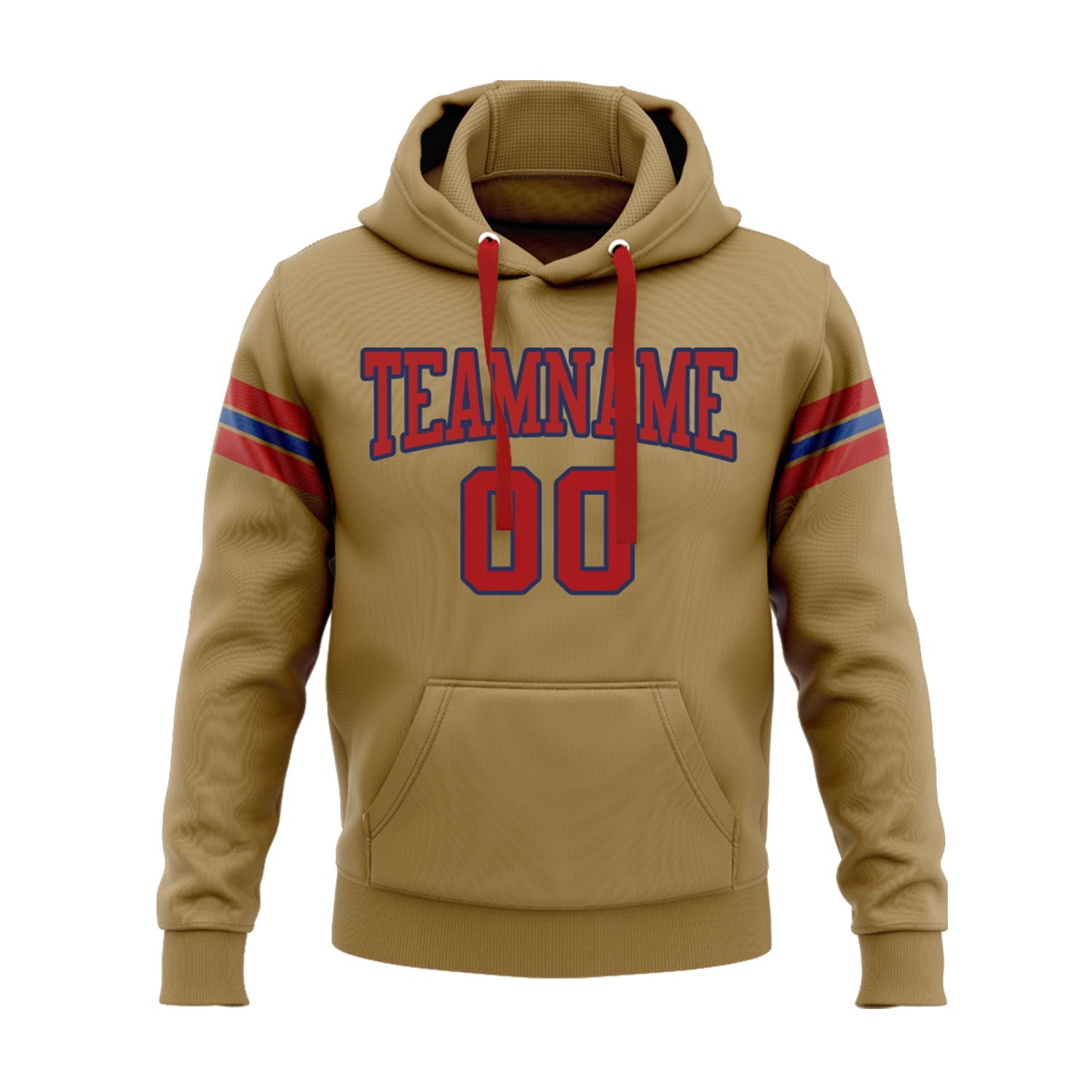 Custom Old Gold Red-Navy Personalized Sports Team Embroidered Pullover Hoodie