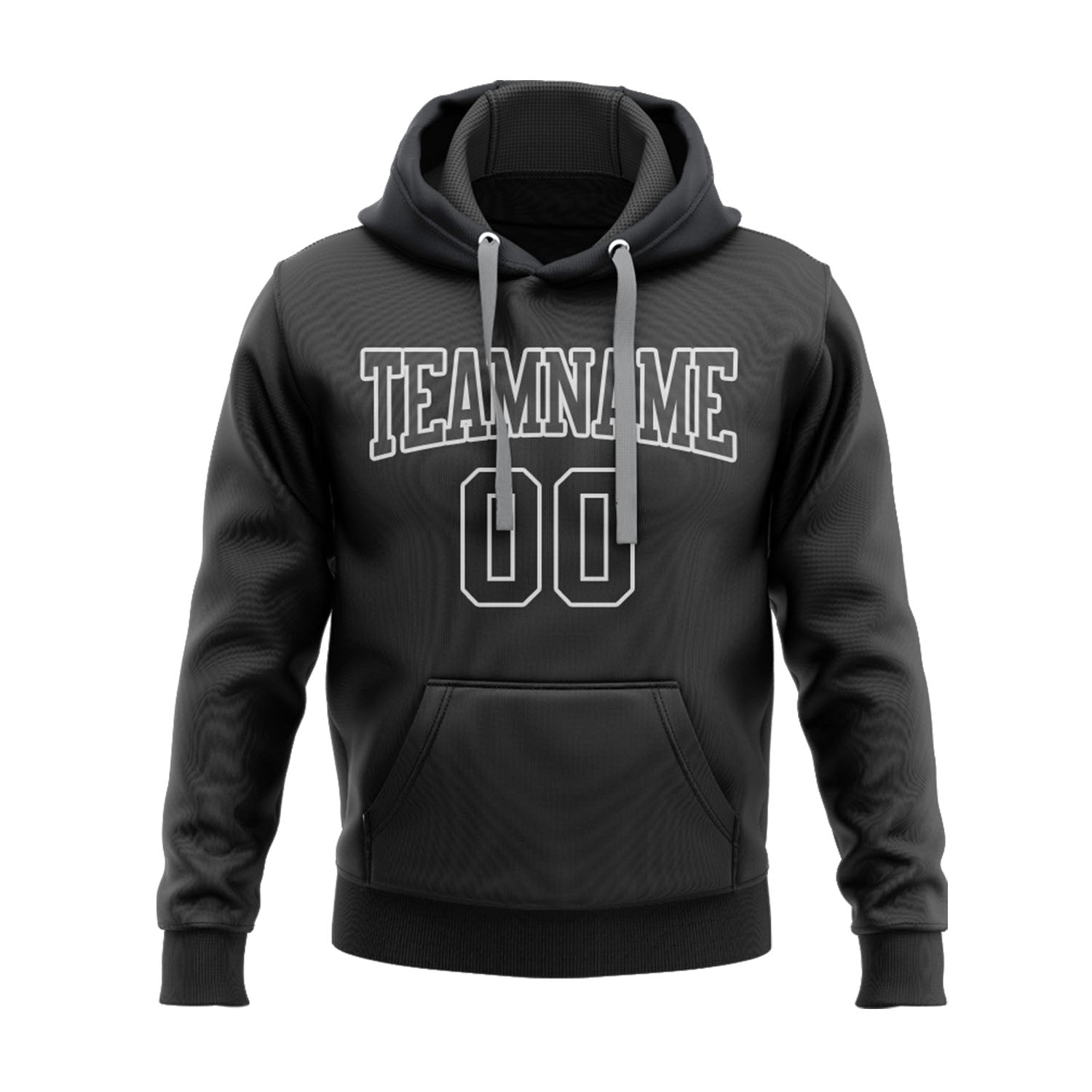 Custom Black Black-Gray Personalized Sports Team Embroidered Pullover Hoodie