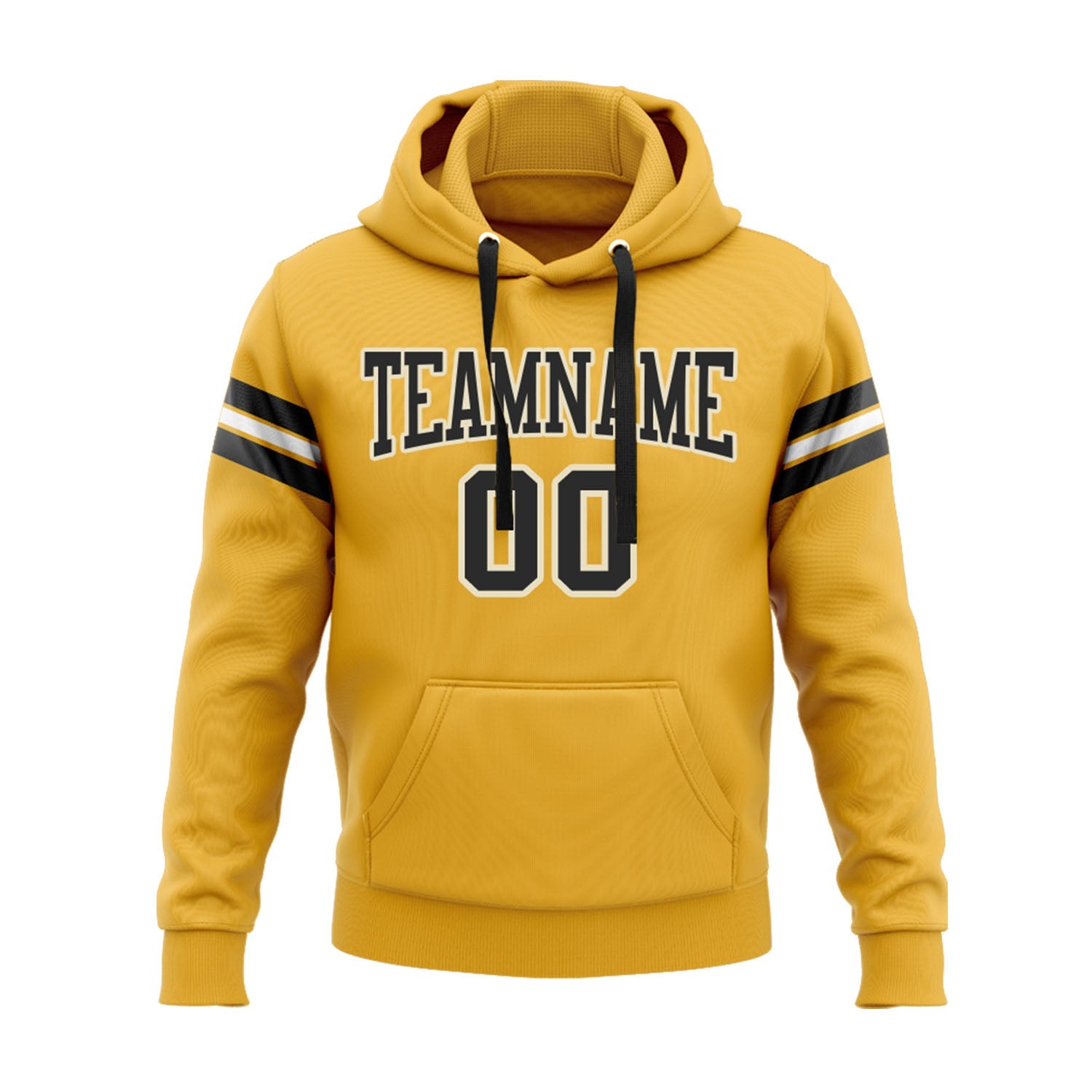 Custom Gold Black-White Personalized Sports Team Embroidered Pullover Hoodie