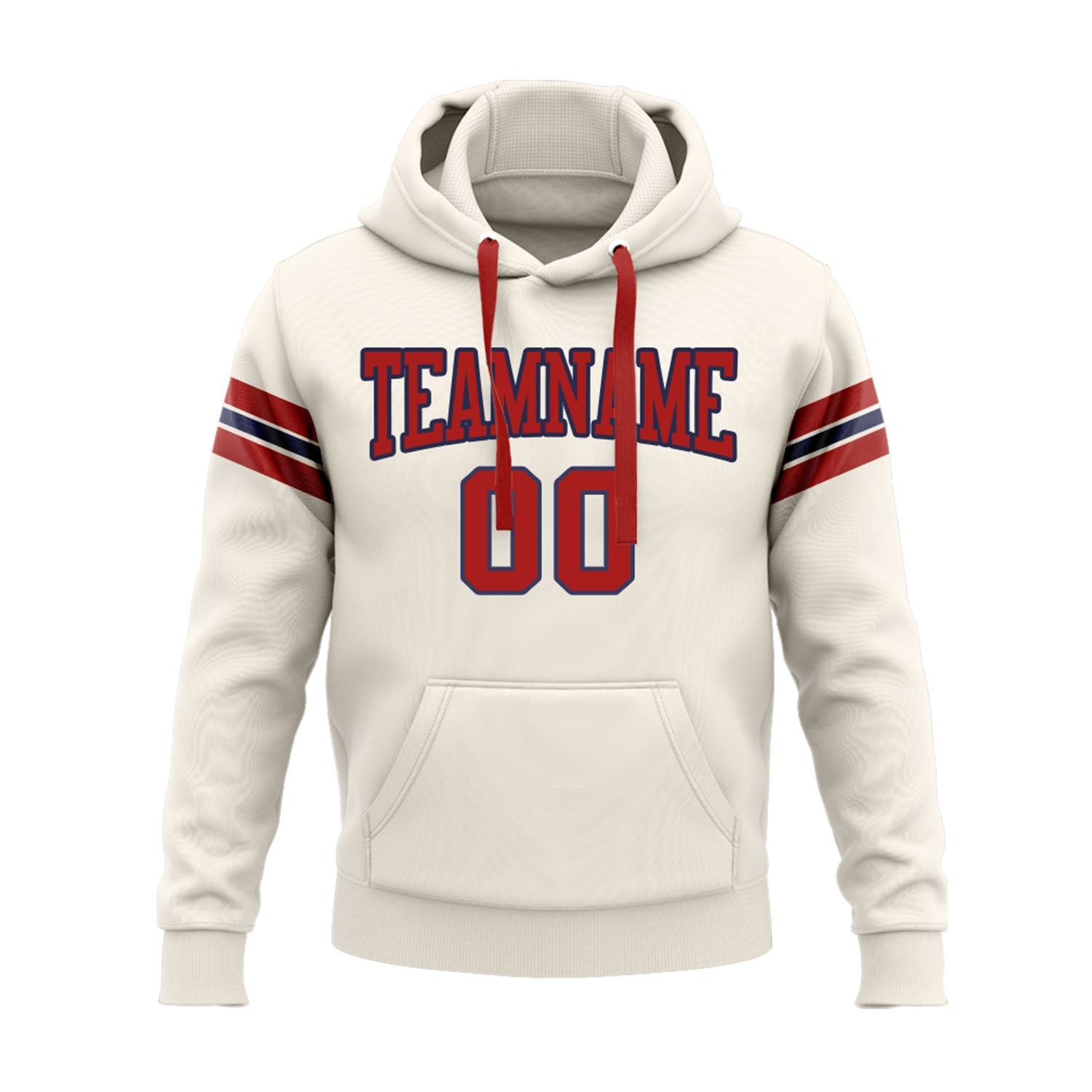 Custom Cream Red-Navy Personalized Sports Team Embroidered Pullover Hoodie