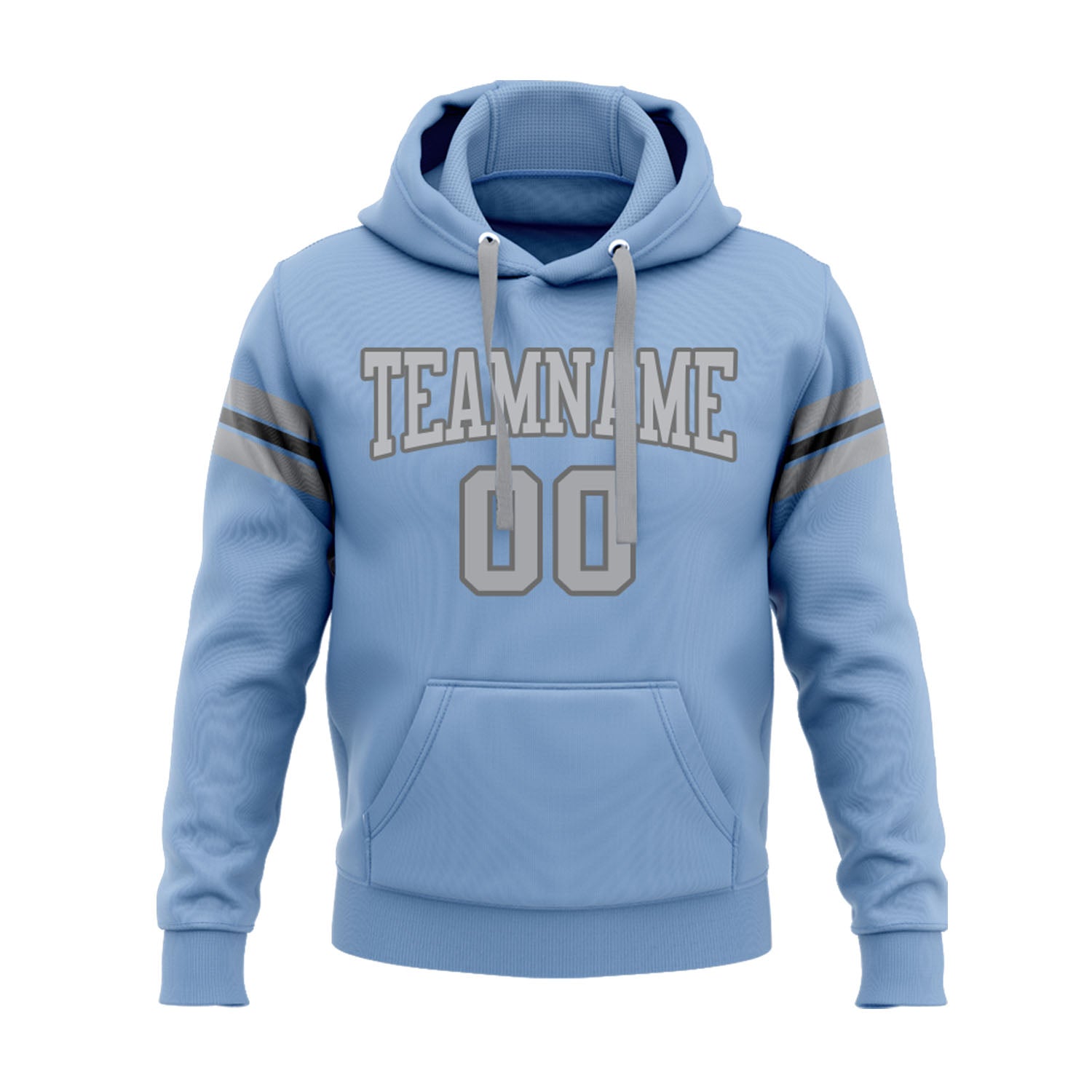 Custom Light Blue Gray-Steel Gray Personalized Sports Team Embroidered Pullover Hoodie