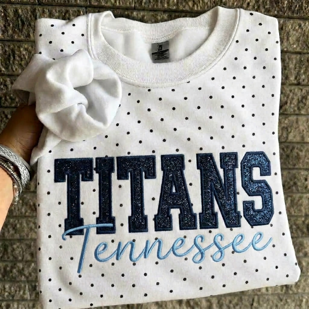 Custom Embroidered Glitter Football Team Name Polka Dot Sweatshirt - Game Day Gear | Gifts for Sports Mom | Game Day Wear