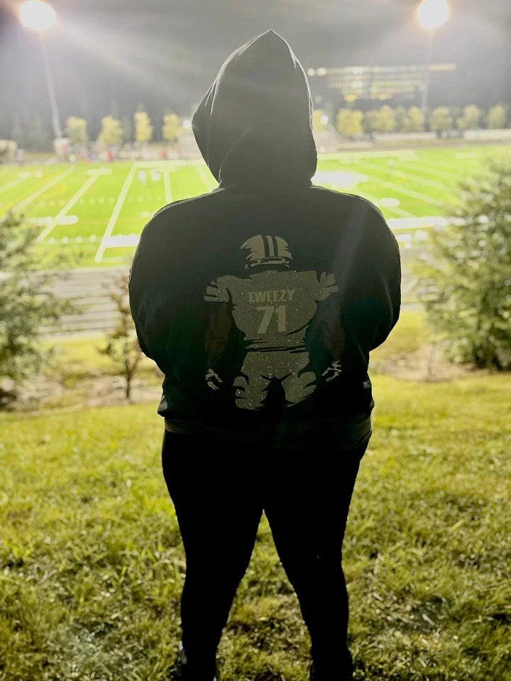 Shine On Game Day - Custom Glitter Football Player Crewneck Hoodie