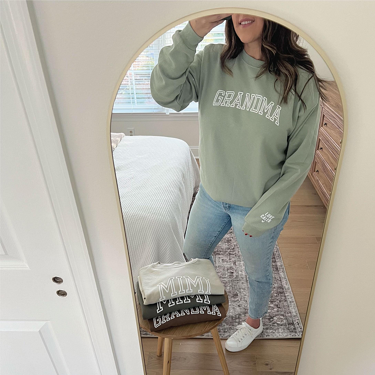 Custom 3d Puff Grandma Sweatshirt with Grandkids Names | Gift for Grandma