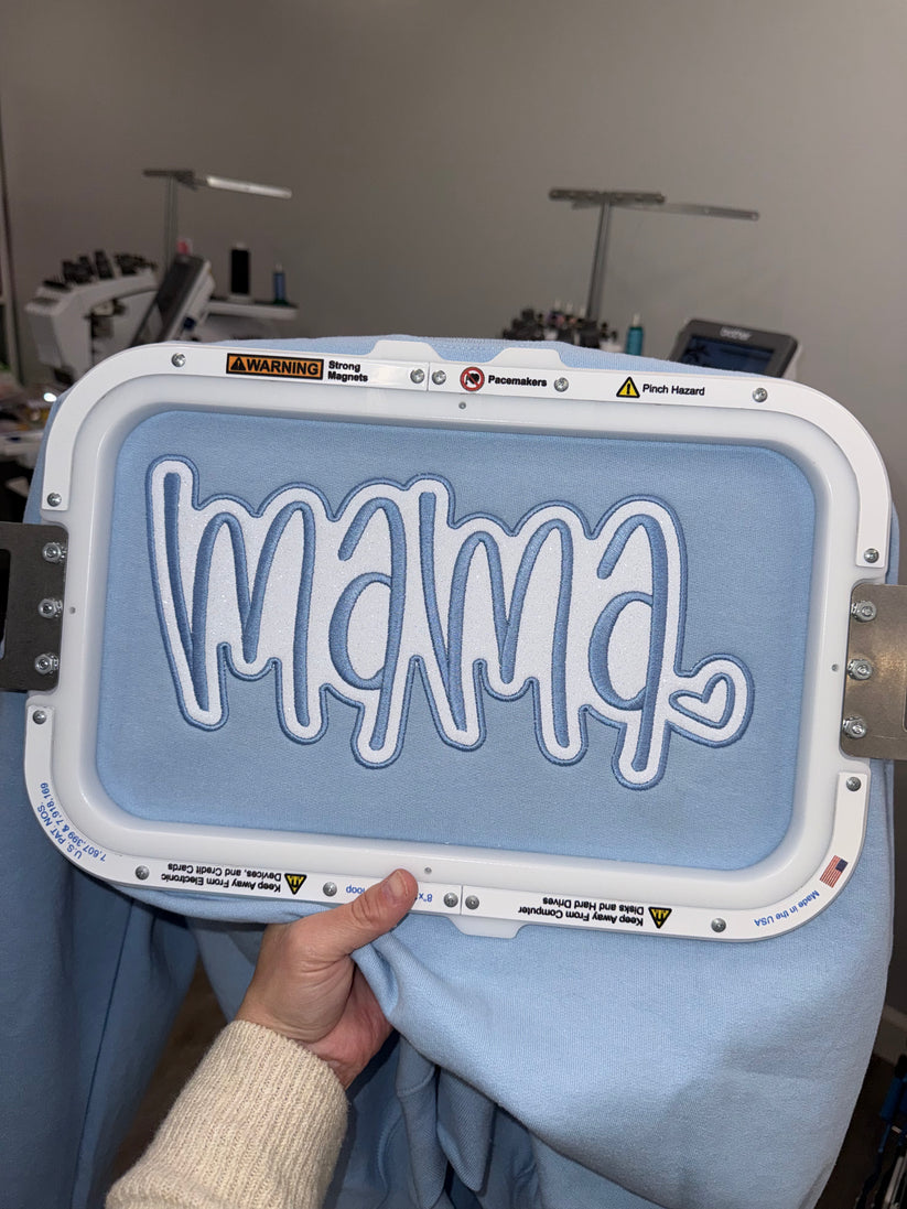 Custom Mama Embroidered Glitter Applique Sweatshirt | Mother's Day Gift