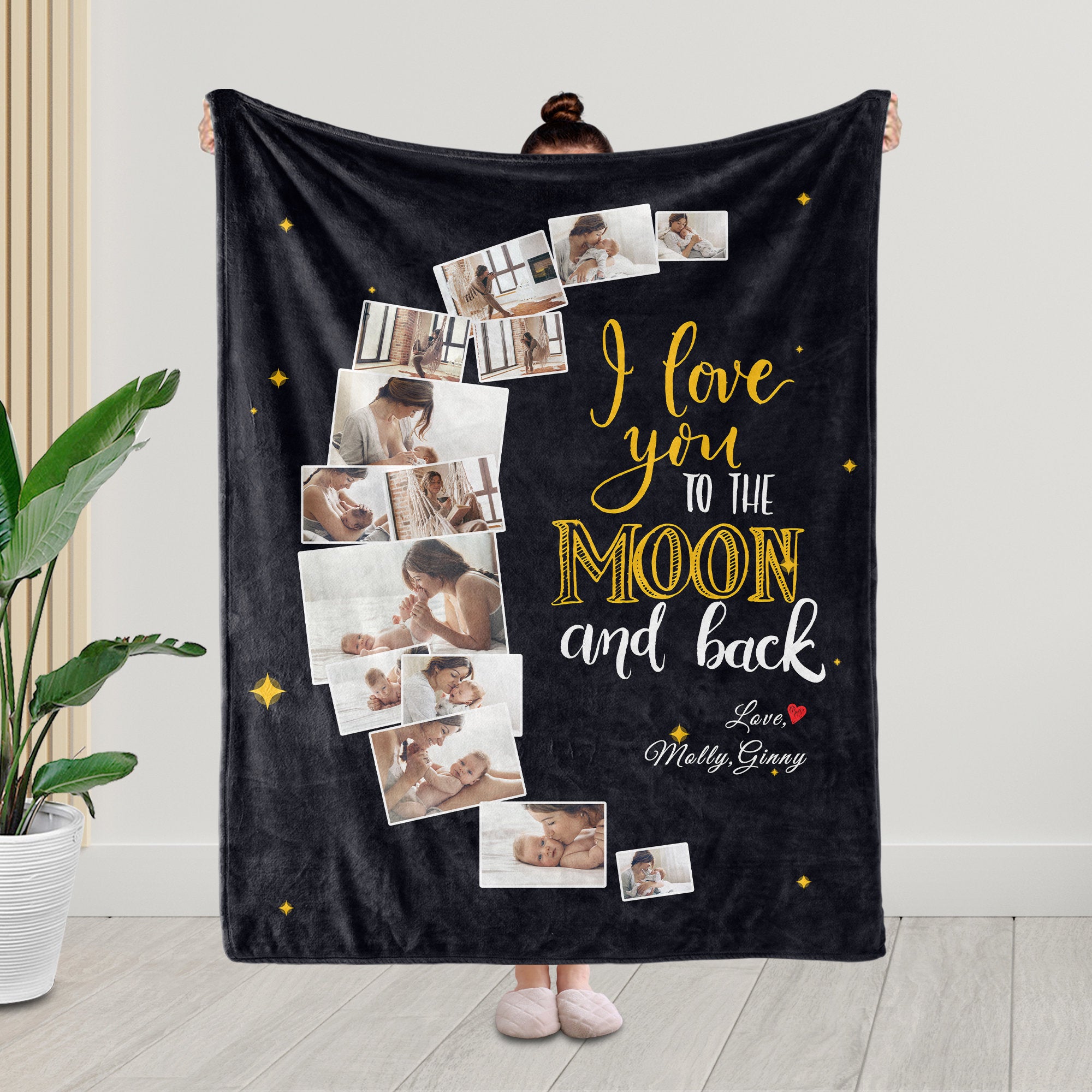 Custom 14 Photos Fleece Blankets Gift for Mom | Mother's Day Gift