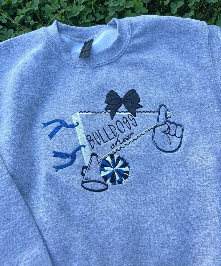 Custom Embroidered Cheer Team Sweatshirt with your team name mascot and even individual names