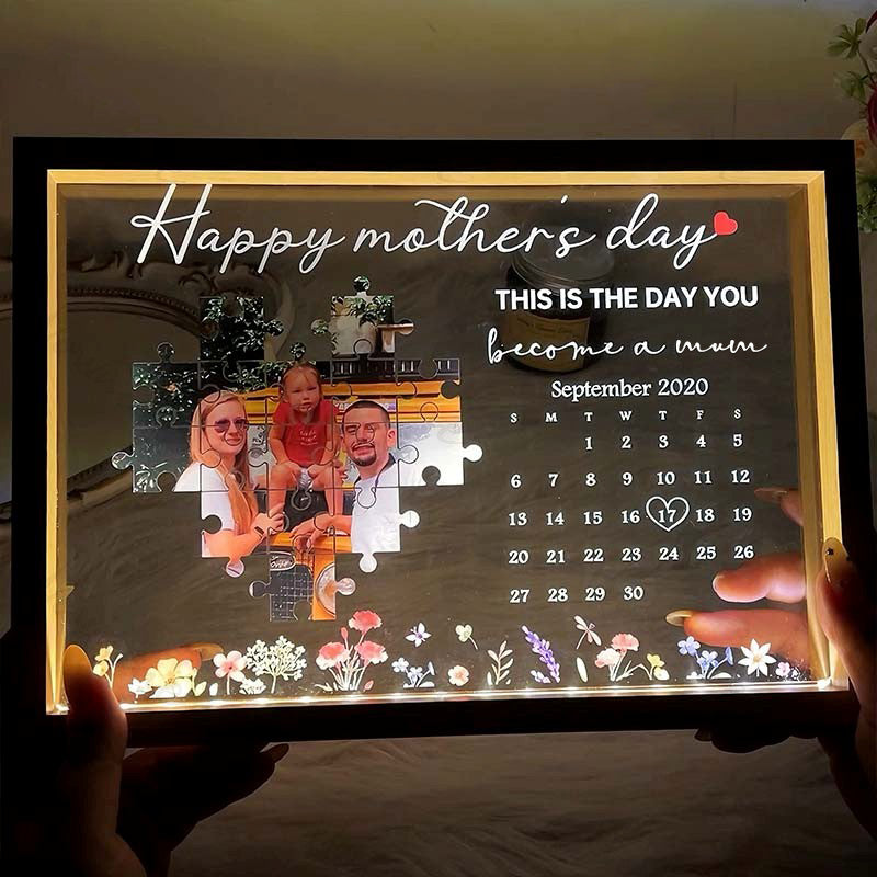 This Is The Day You Become A Mum Custom Mother's Day Light Frame Personalized Gift | Mom Anniversary Gift | Mother's Day Gift