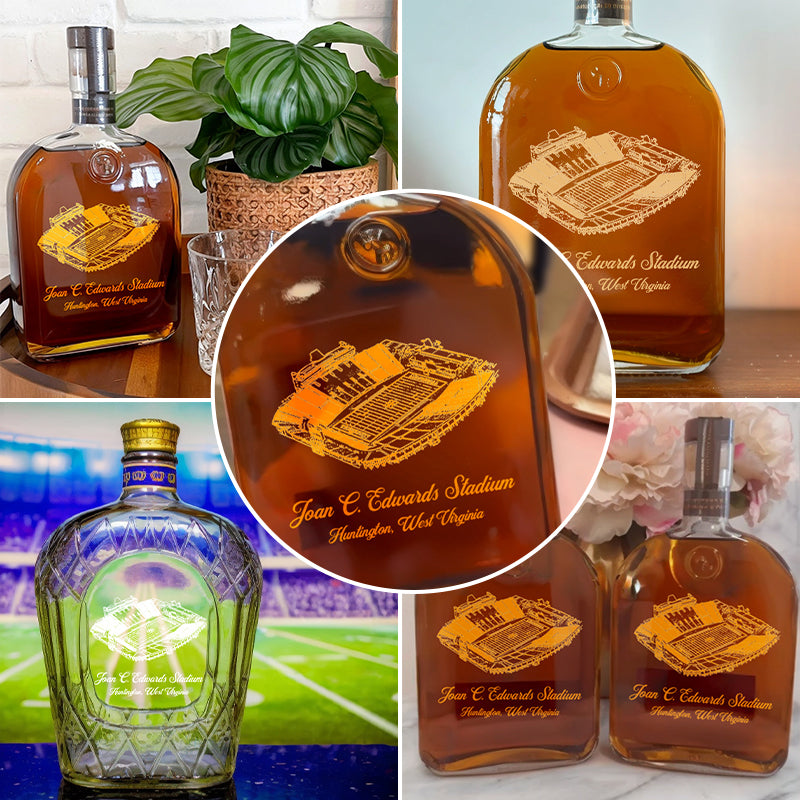 Custom Joan C. Edwards Stadium Whiskey Bottles-Gifts For Sports Lovers